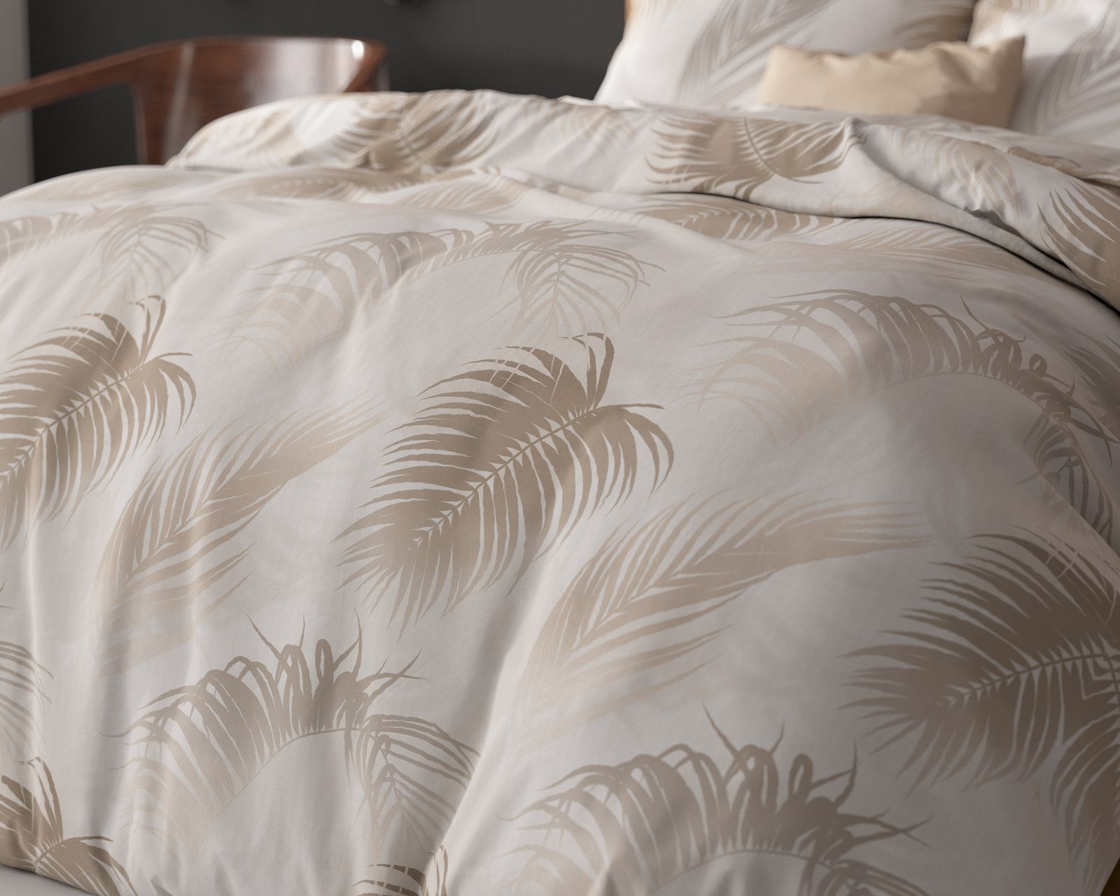 NordDream Elegance Jayda pussilakana 200x200 taupe puuvilla