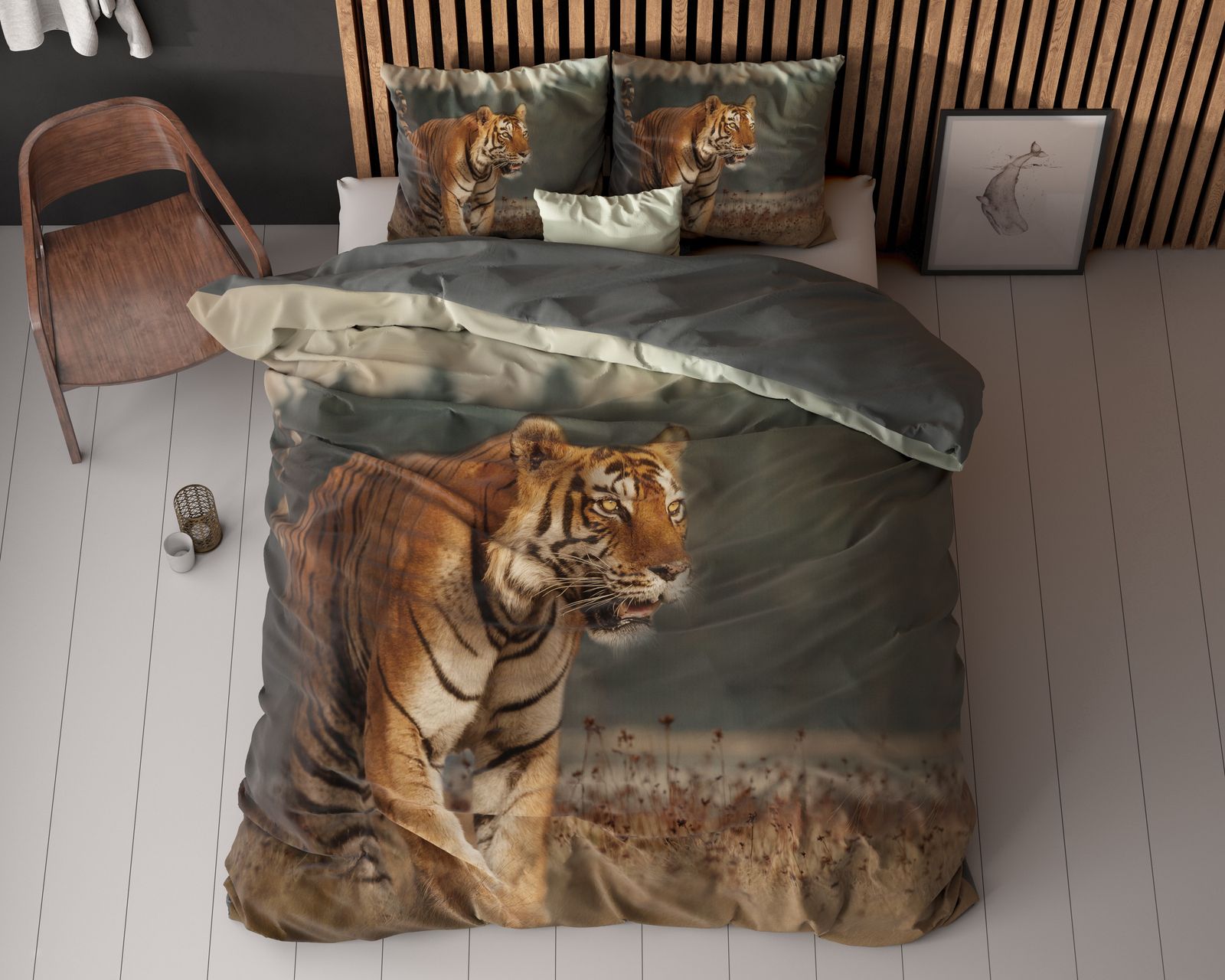 NordDream Essentials pussilakana tiger taupe kuvioitu