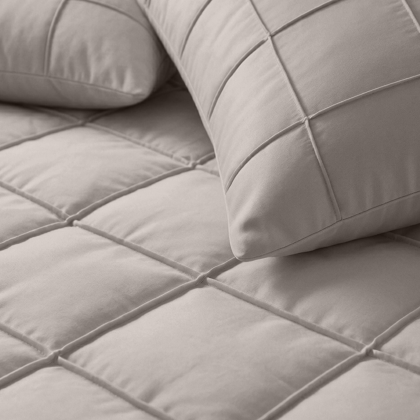 NordDream Fresh Check Pintuck pussilakana taupe 240x200/220