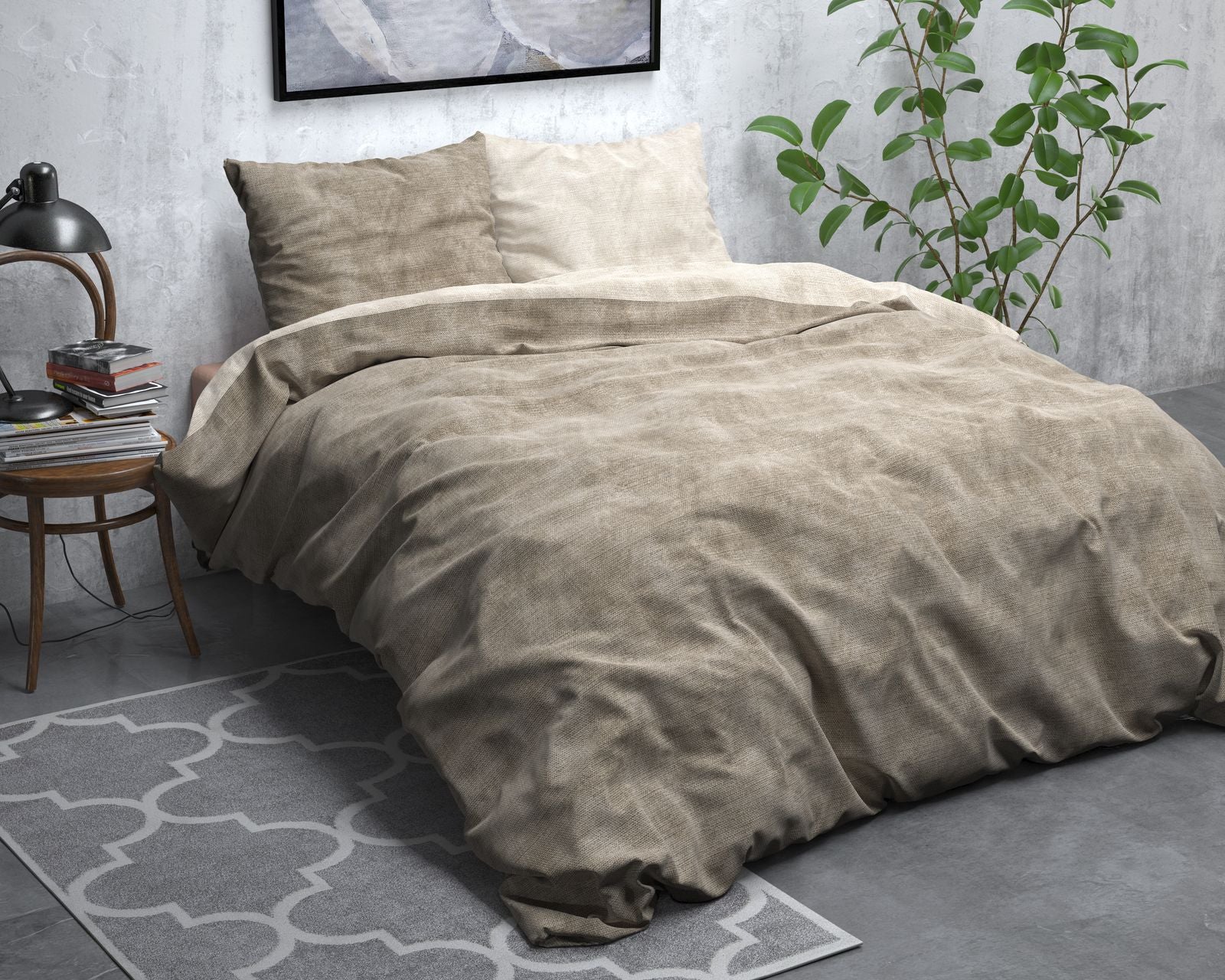 NordDream Flanel Washed Cotton pussilakana taupe