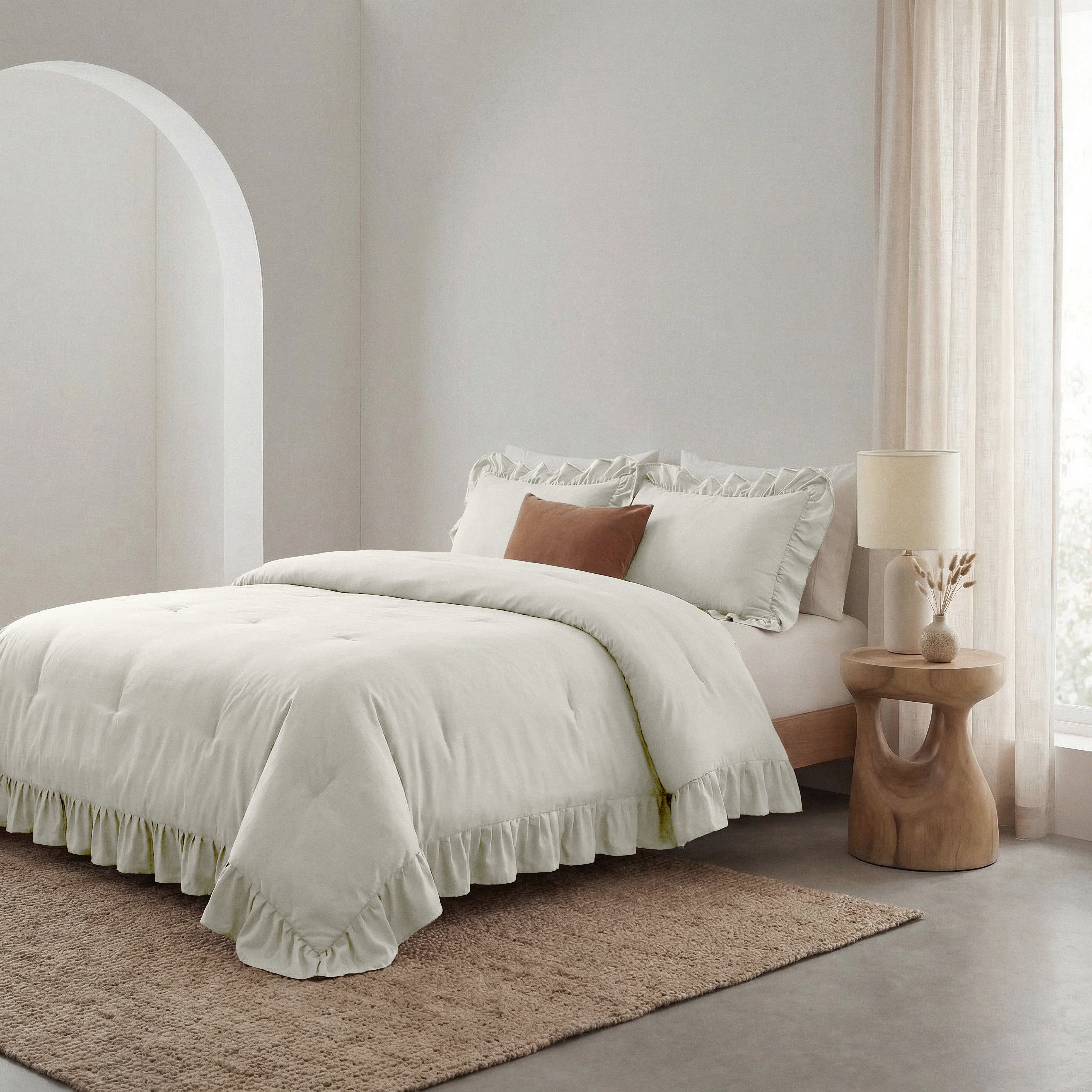 NordDream Lazy Ruffles peitto 140x200 rikkivalkoinen pestävä