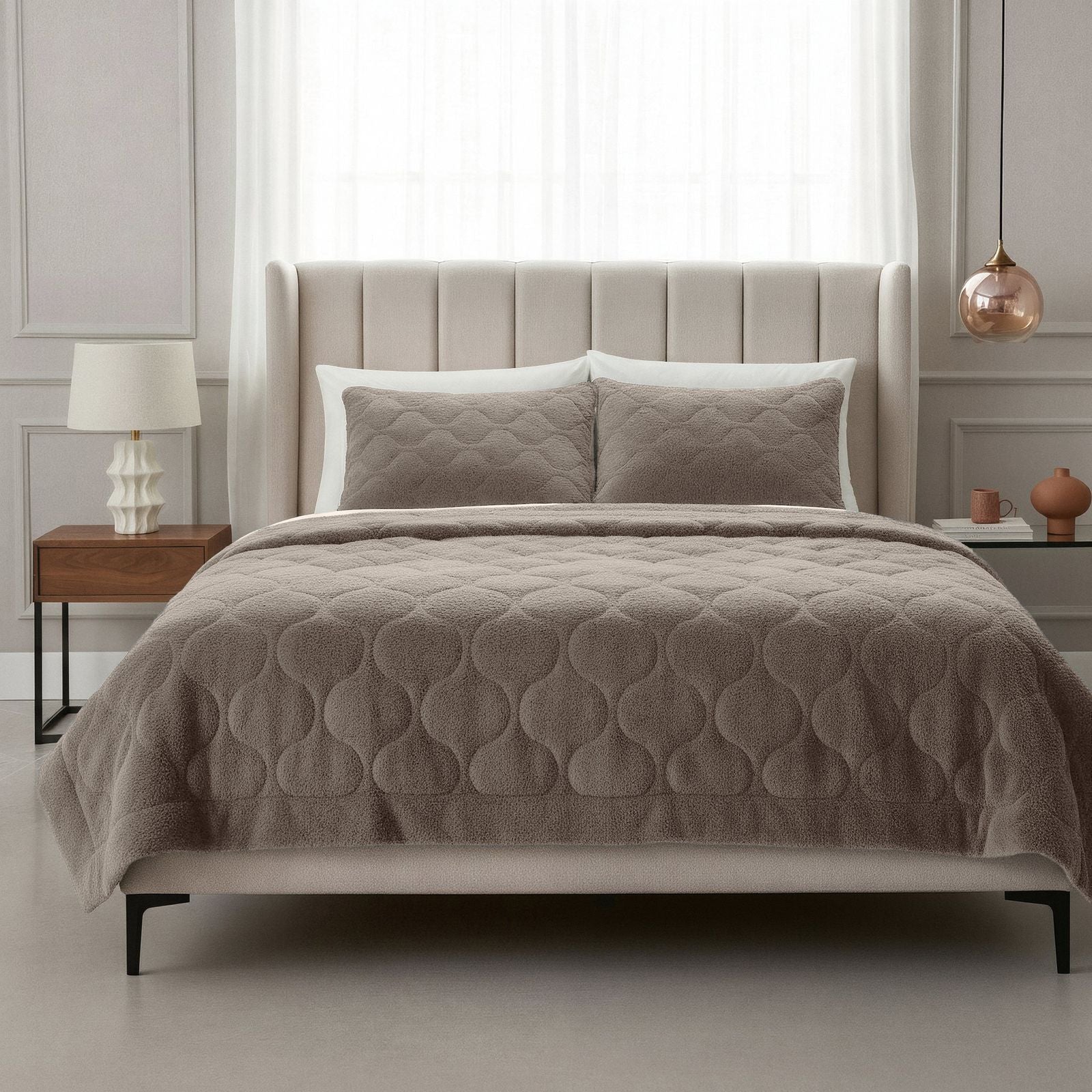 NordDream Lazy Teddy peitto 140x200 taupe/harmaa karvapeitto
