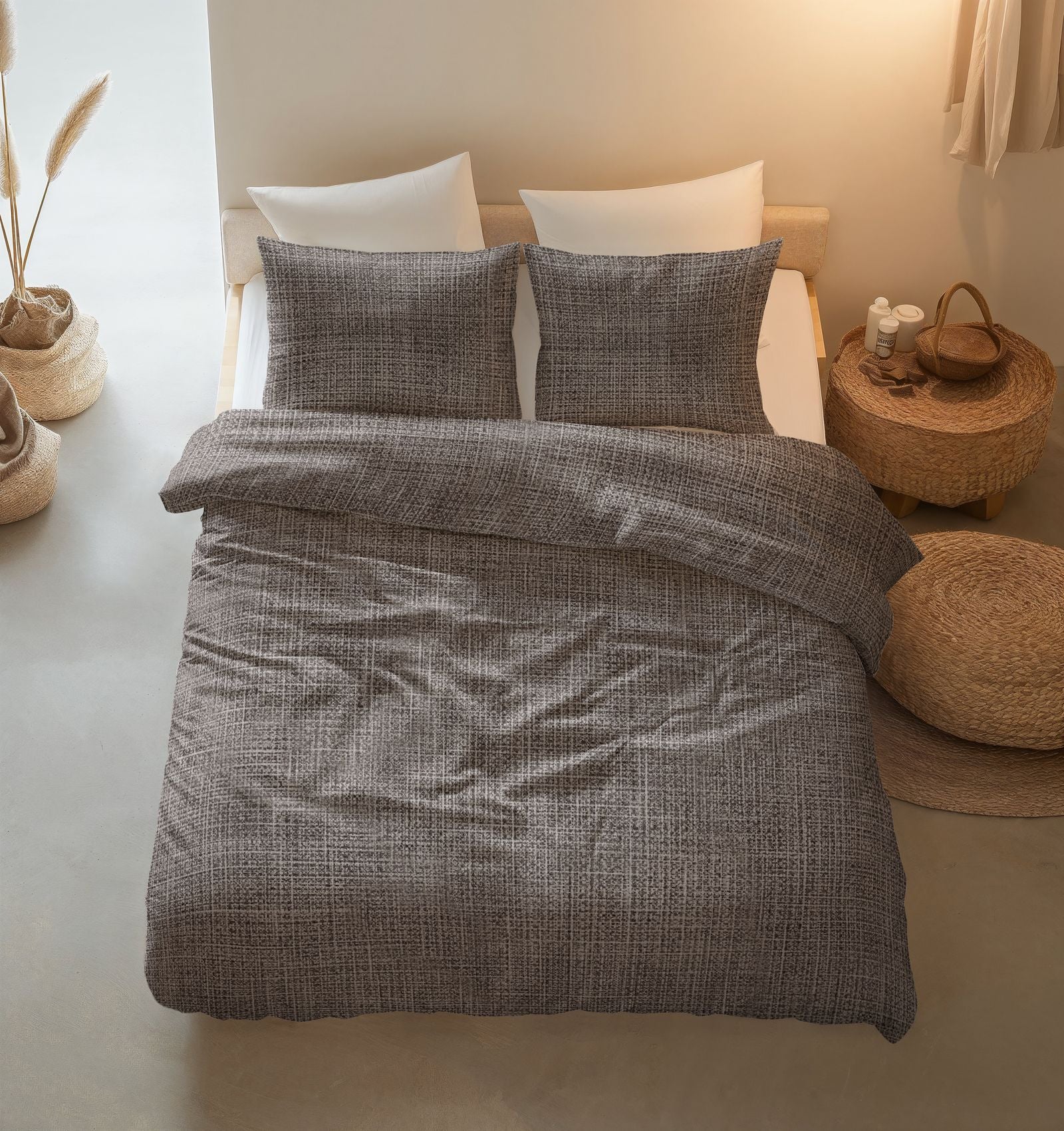 NordDream Pure Vintage pussilakana 240x200 ruskea taupe