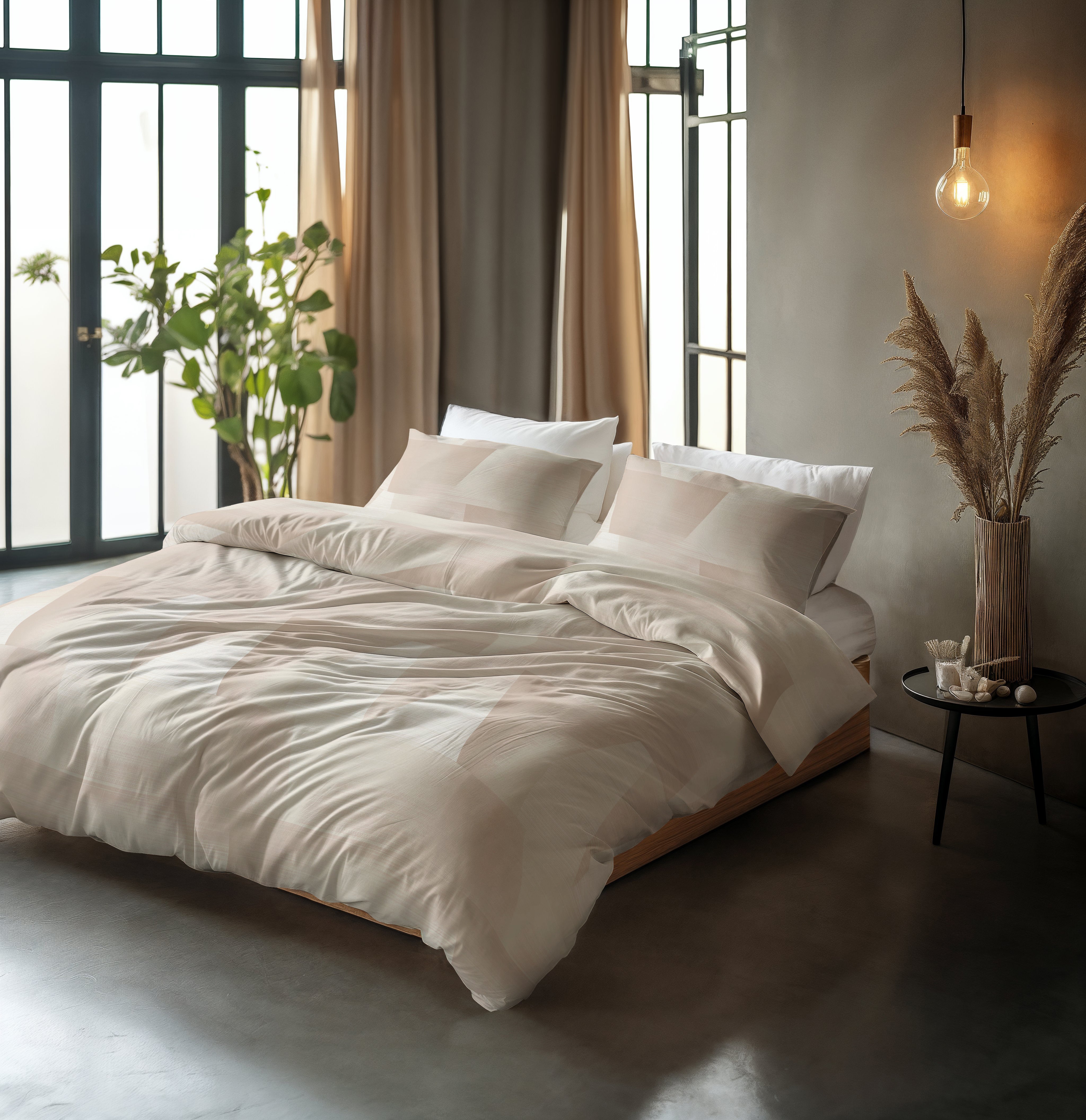 NordDream Pure pussilakana 200x200 beige puuvilla