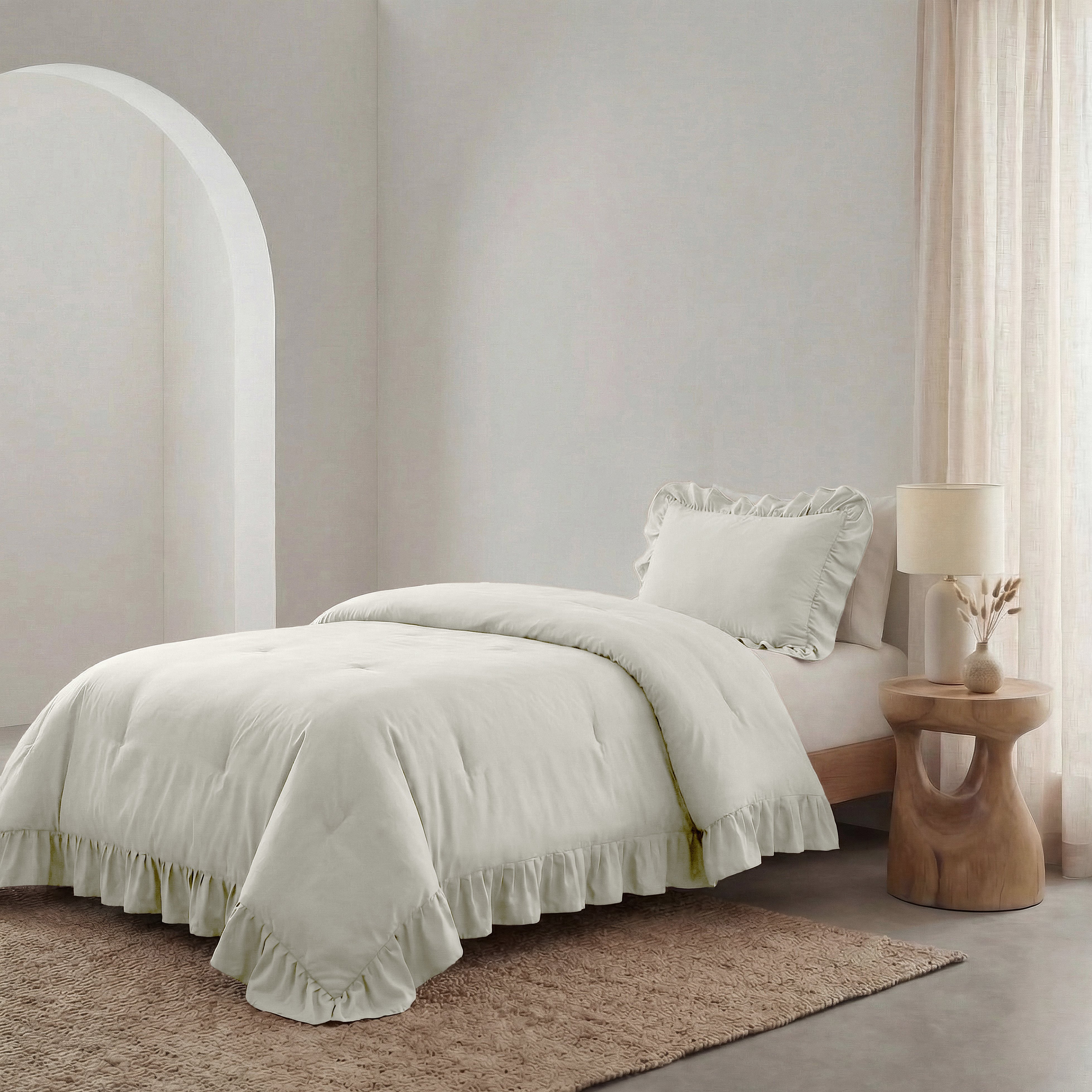 NordDream Lazy Ruffles peitto 140x200 rikkivalkoinen pestävä