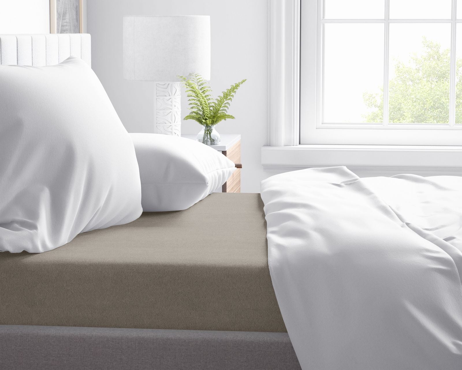 NordDream Flanel lakana 200x250 taupe harjattu puuvilla