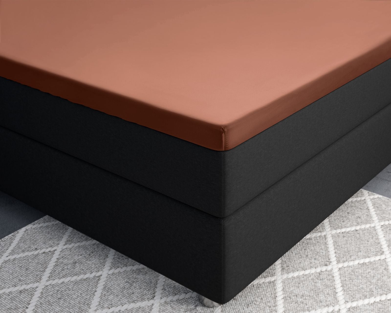 NordDream Satiini splittopper-aluslakana 180x200 ruskea sileä