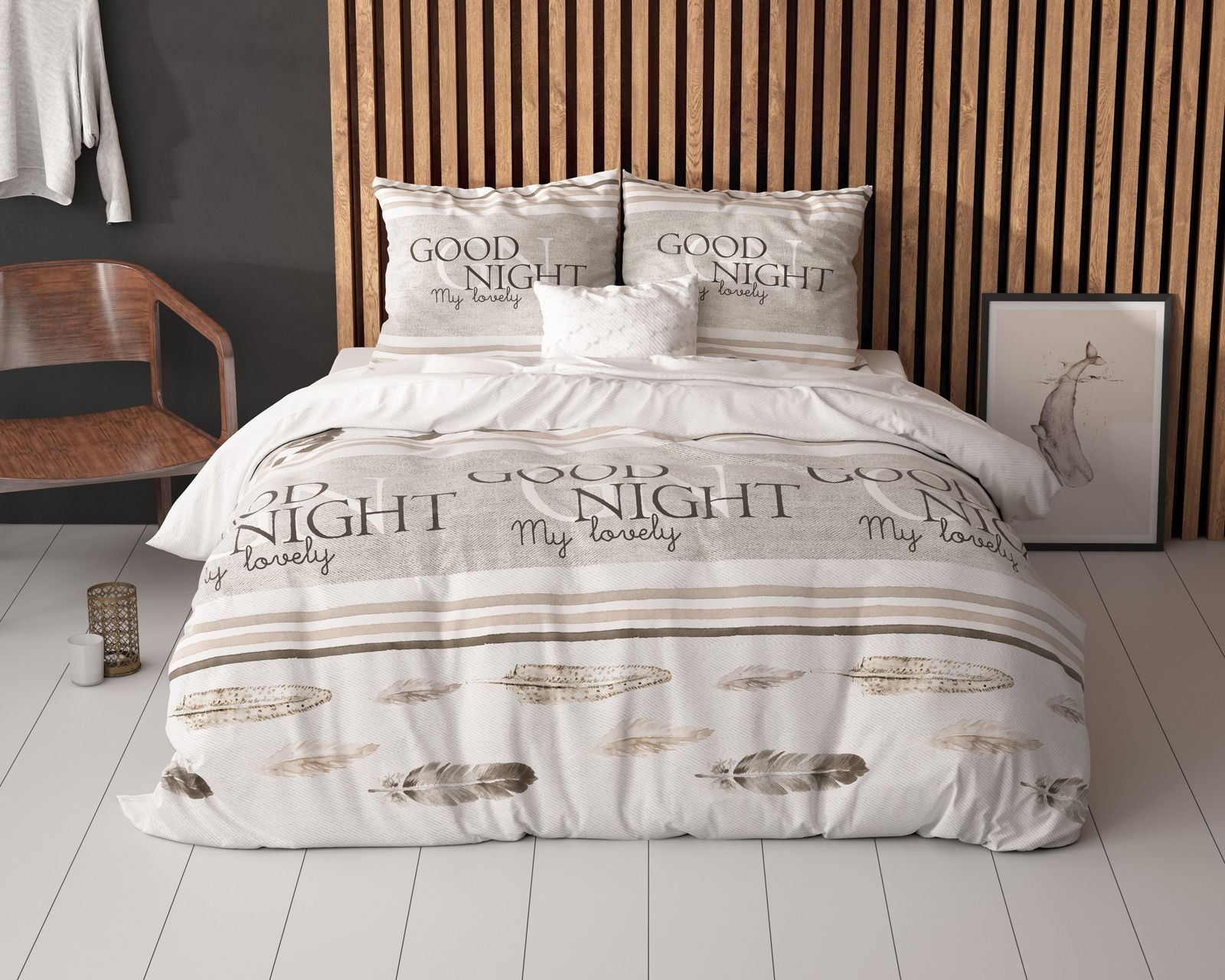 NordDream Elegance Good Night pussilakana valkoinen 140x220 puuvilla
