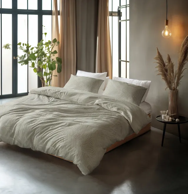 NordDream Pure Ripple Taupe pussilakana 240x220 puuvilla