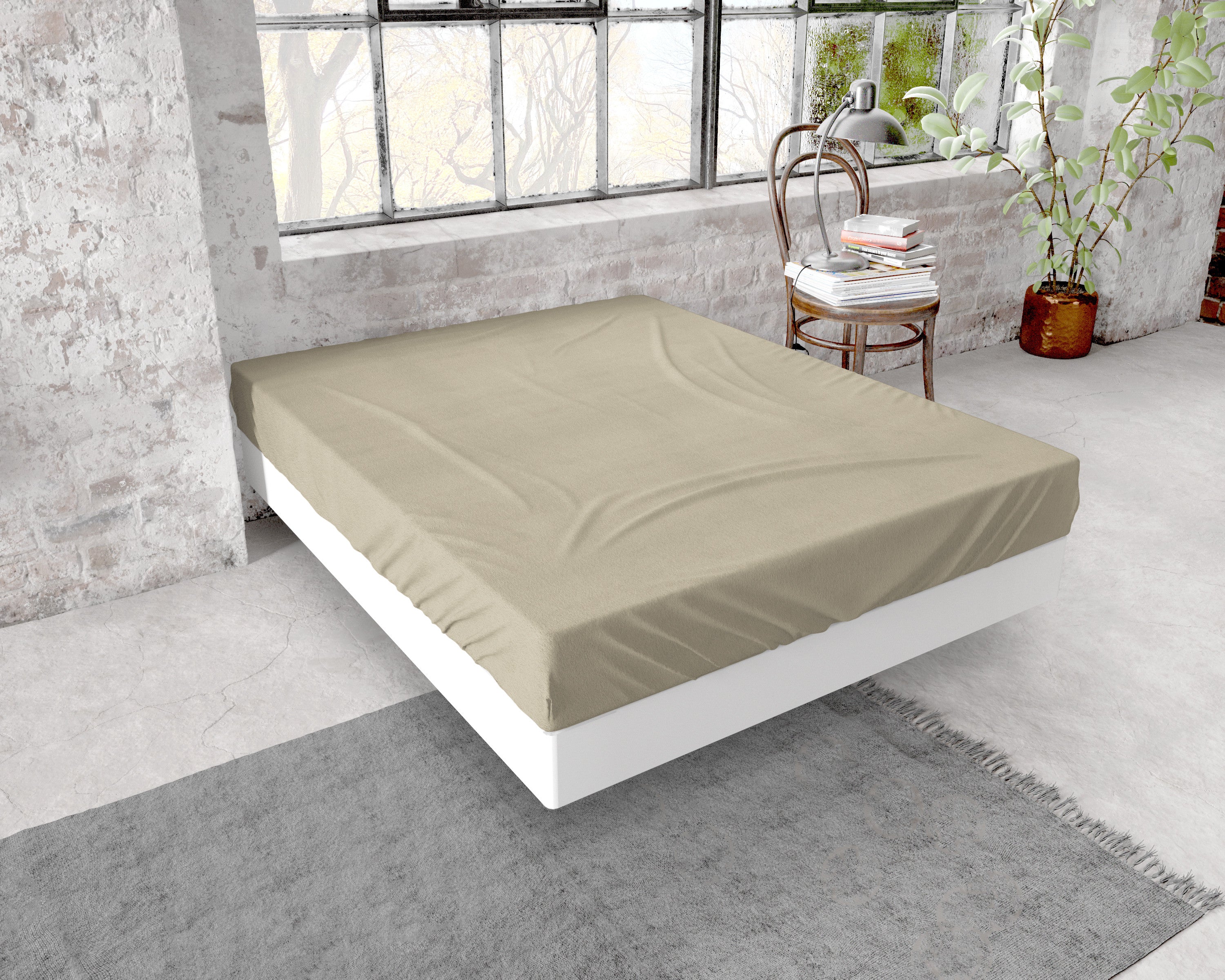 NordDream Flanel Premium aluslakana 160x200/210 taupe harjattu