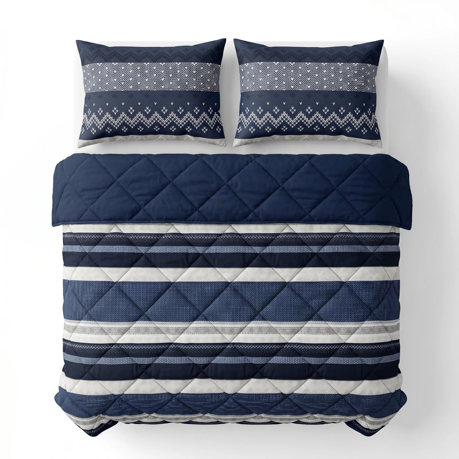 NordDream Uni Navy peitto tyynyliinoilla 200x200 cm pestävä