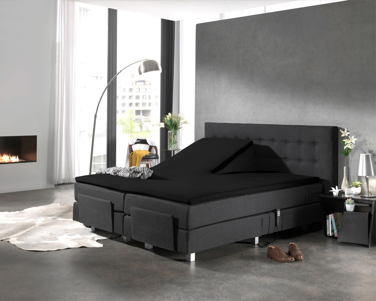 NordDream Puuvilla splittopper-aluslakana 180x200 musta