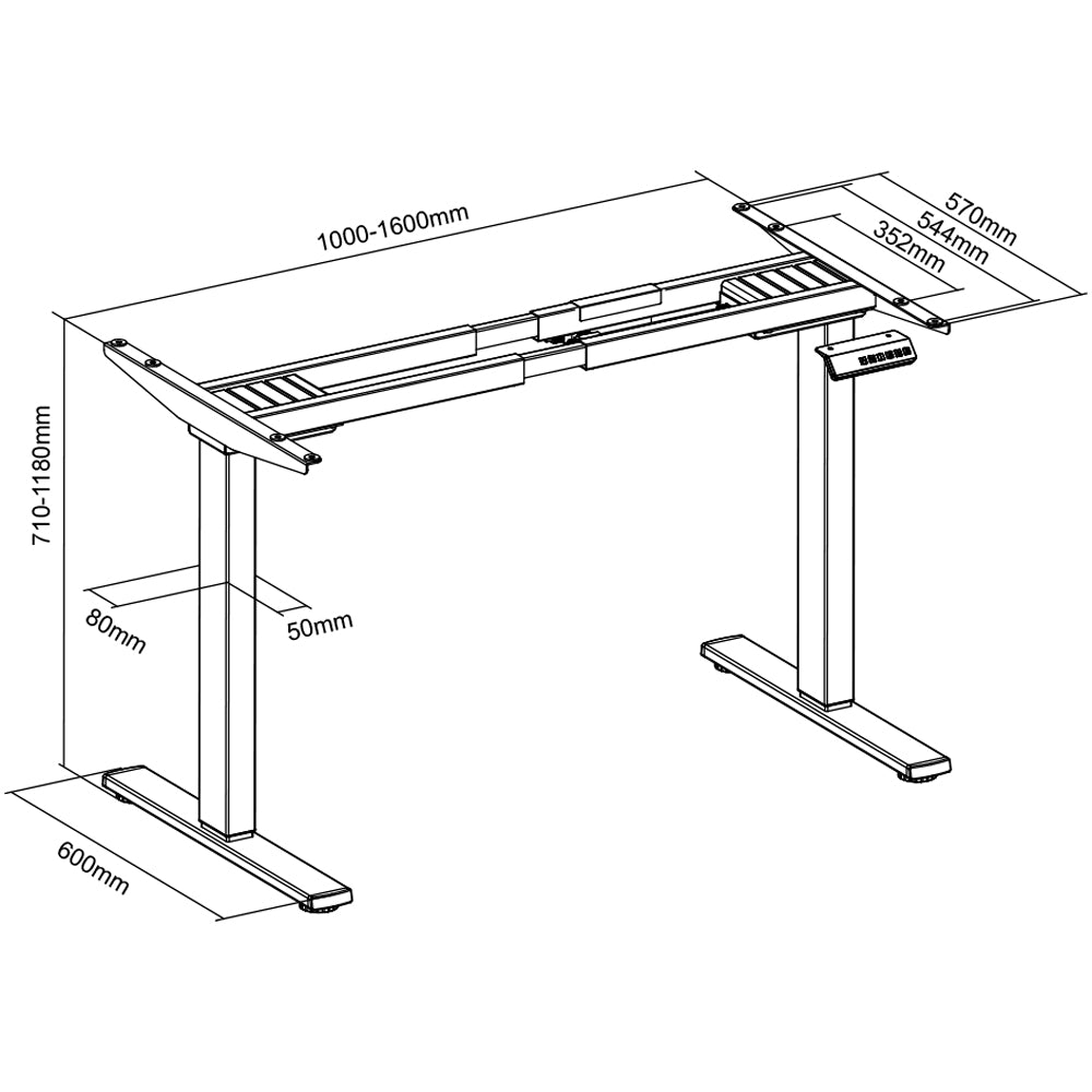 Top-Cousins TC Desk Duo sähköpöydänrunko harmaa 71–118 cm