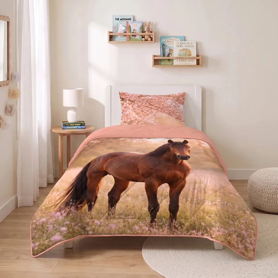NordDream Lazy lastenpeitto hevonen roosa 140x200 pestävä