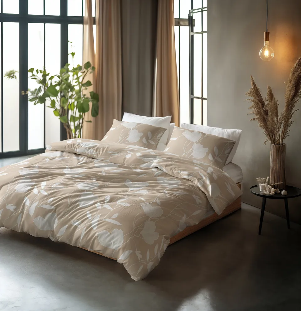NordDream Pure Spring pussilakana hiekka 140x200 puuvilla