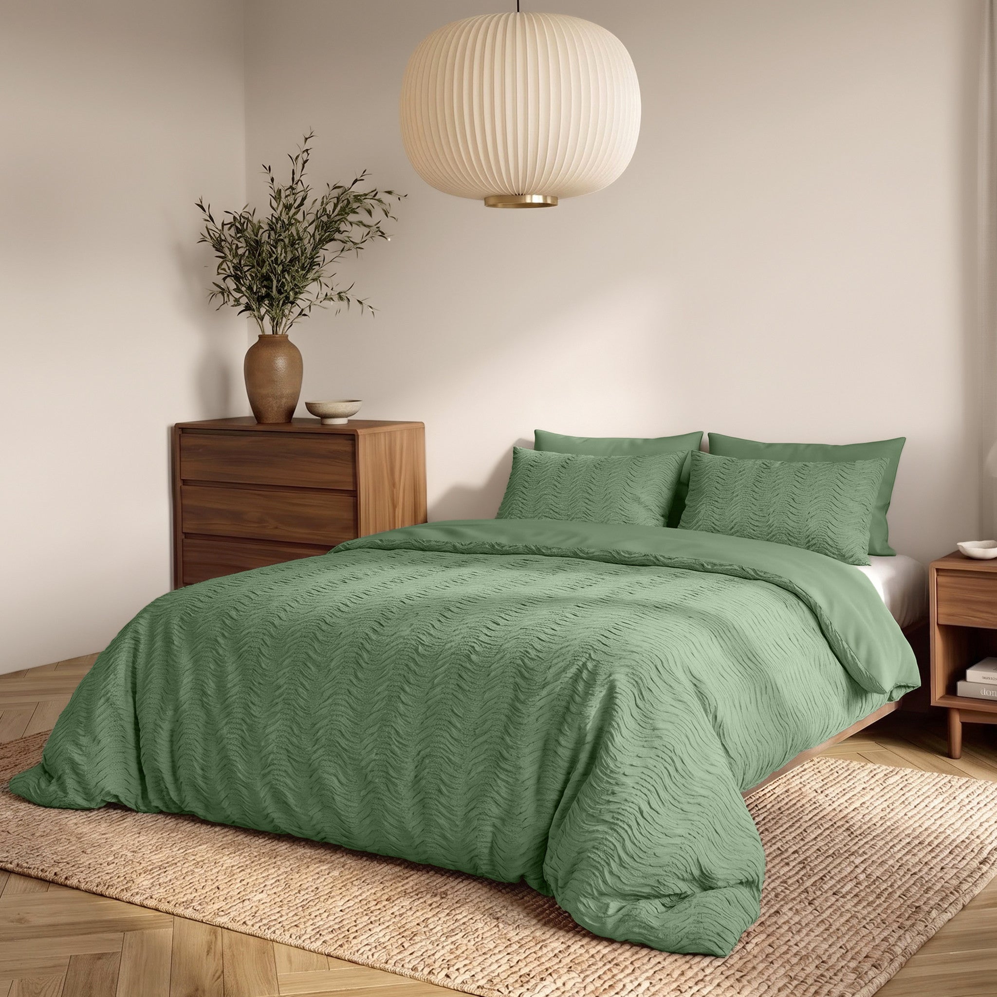 NordDream Embossed Curve pussilakana Vihreä 140x200/220 kohokuvio