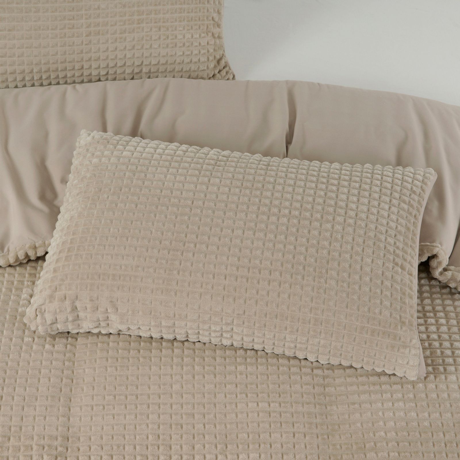 NordDream Teddy Check pussilakana 140x200 taupe teddy
