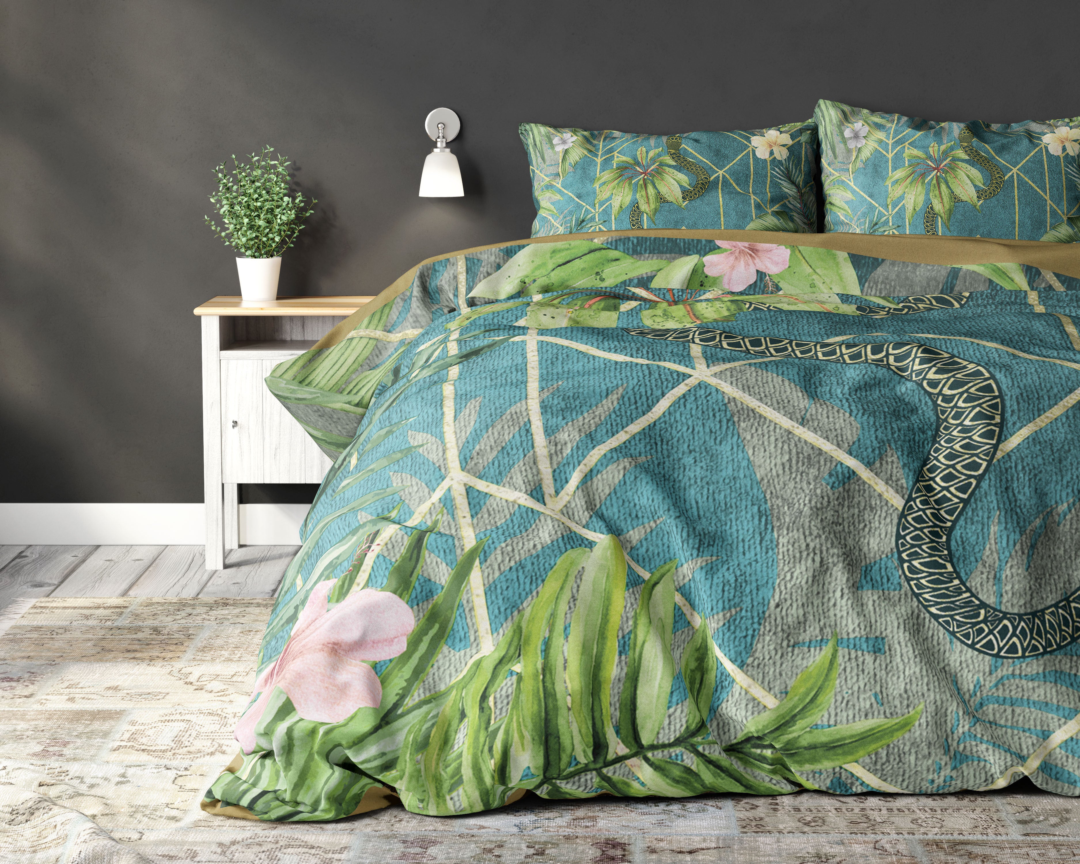 NordDream Elegance Palm Wood pussilakana vihreä 240x220