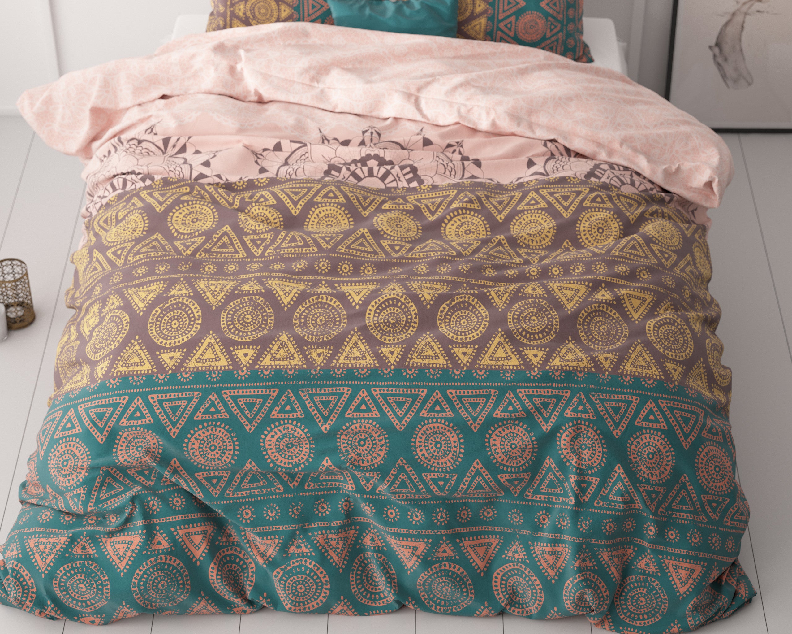 NordDream Classy Bohemian Multi pussilakanasetti 240x200 mikrokuitu