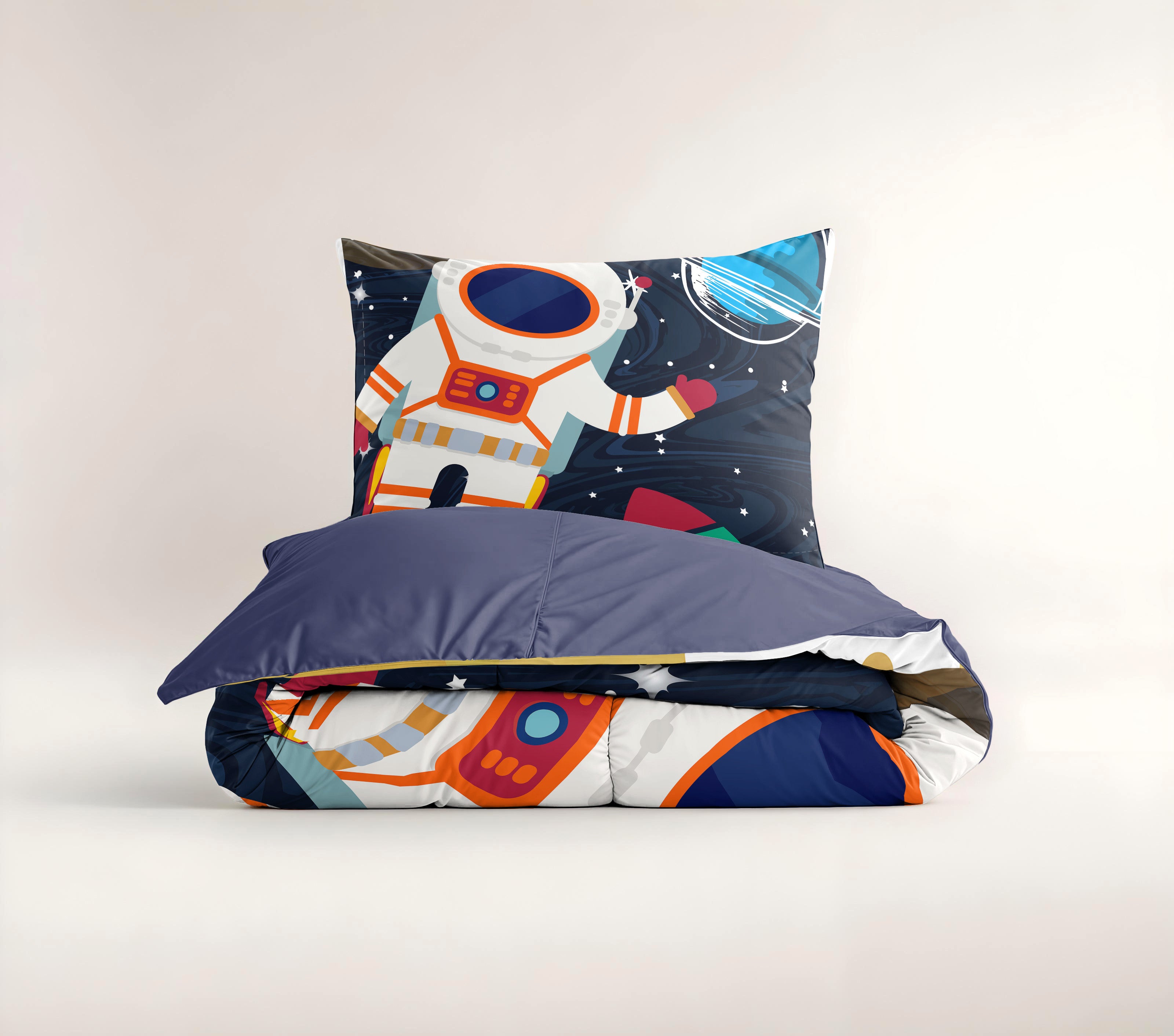 NordDream Kids Space Man 2 pussilakanasetti sininen 140x220 cm