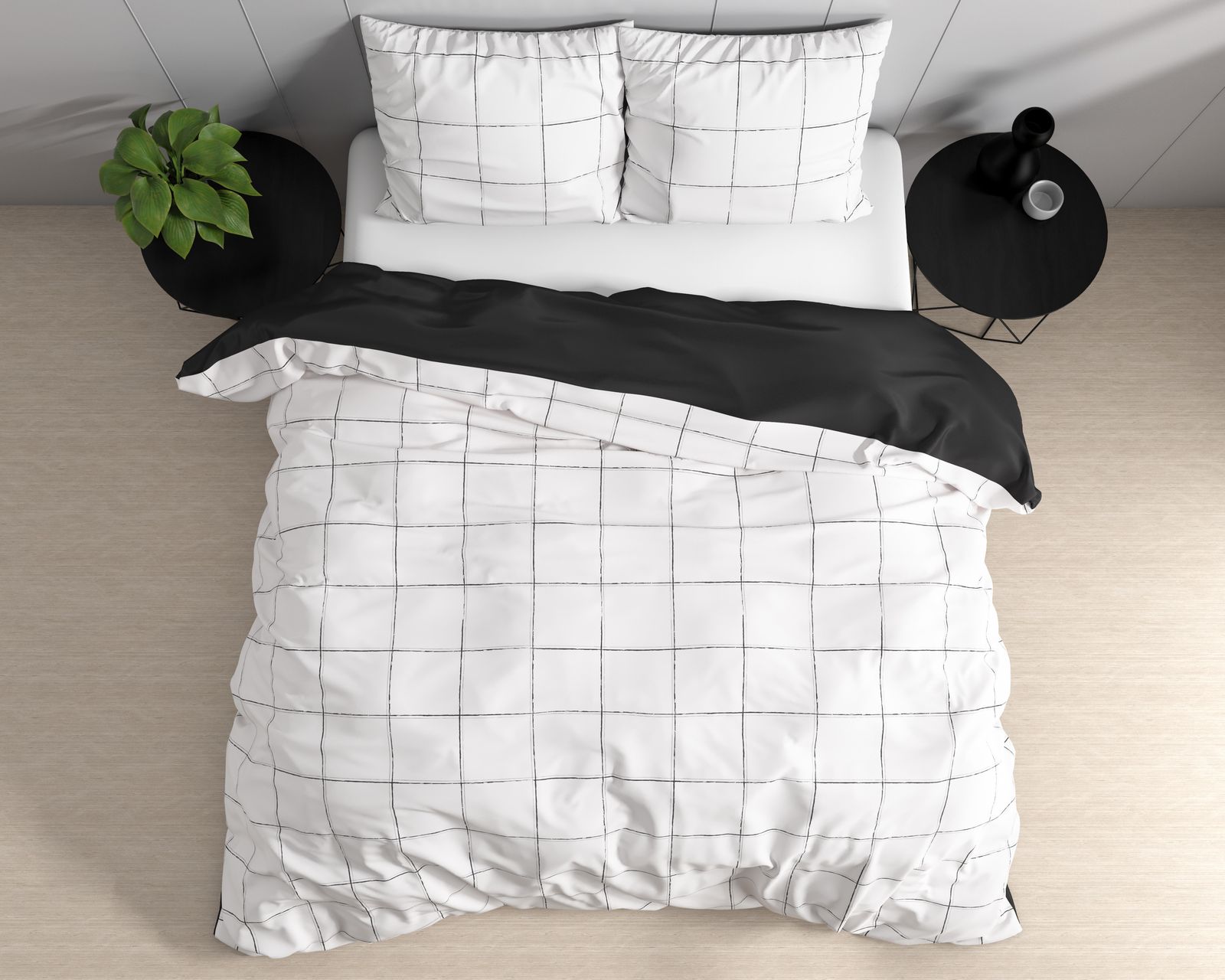 NordDream Satijn Deep Check pussilakana 240x220 valkoinen satiini