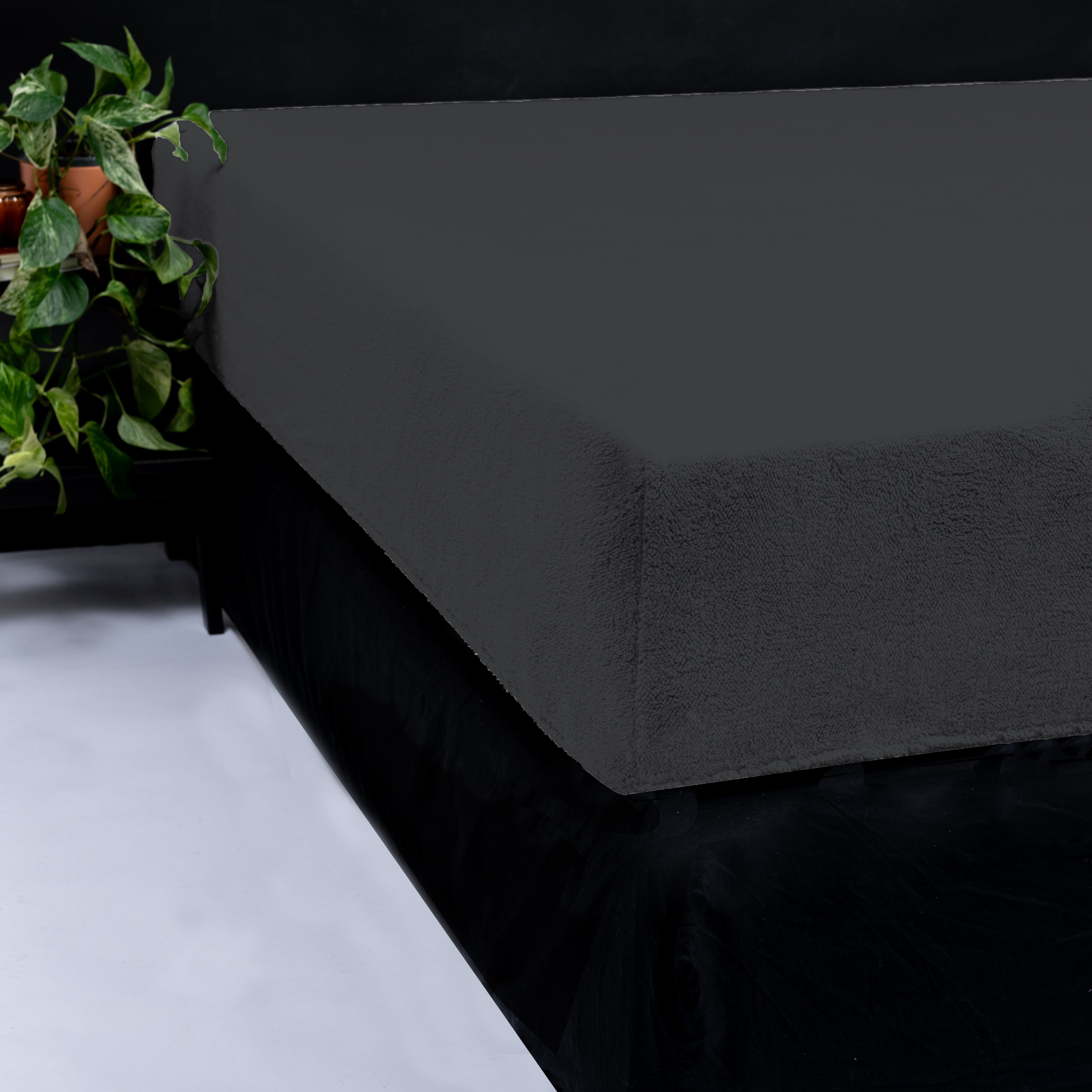 NordDream Teddy muotoonommeltu lakana 90x200 antrasiitti teddy