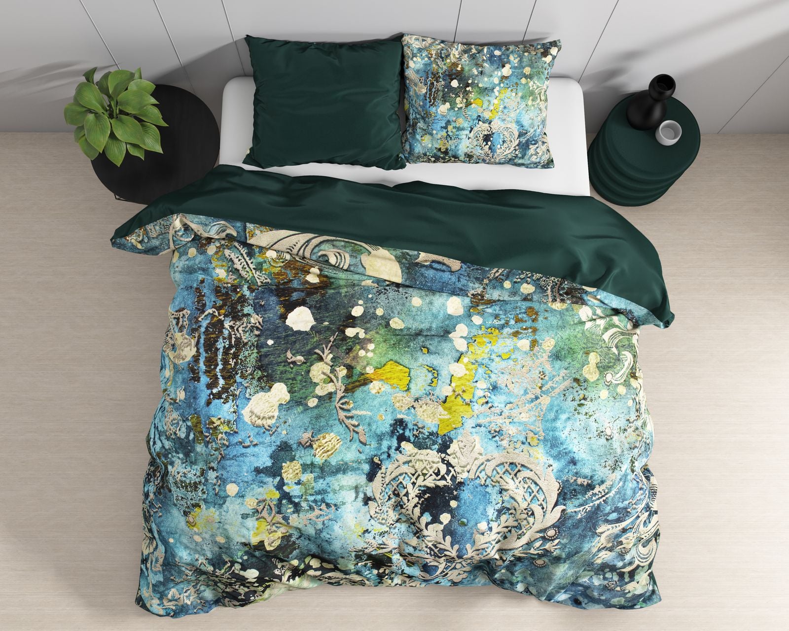 NordDream Wild Satijn pussilakana 140x200 Ocean Drops Blue