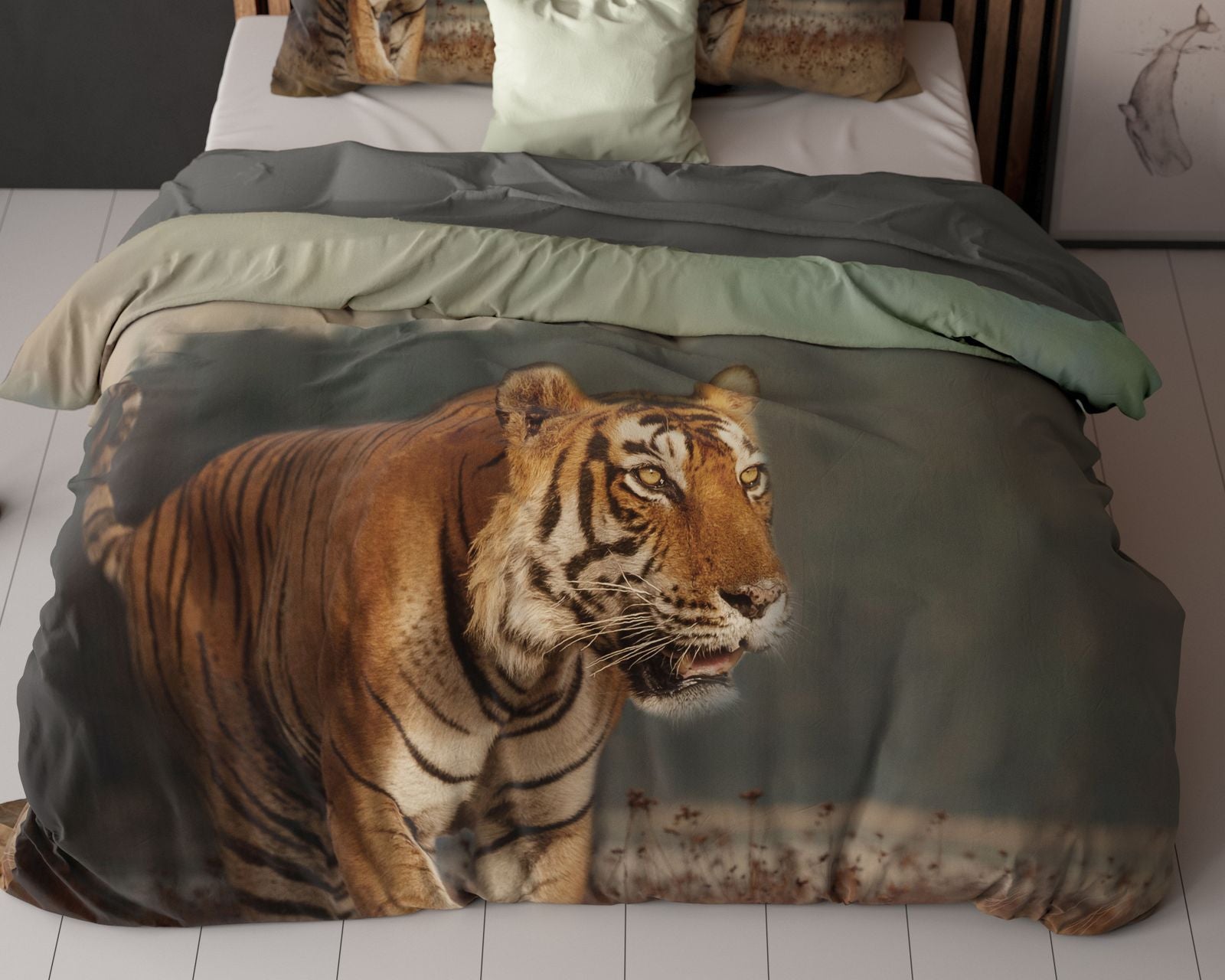 NordDream Essentials pussilakana tiger taupe kuvioitu