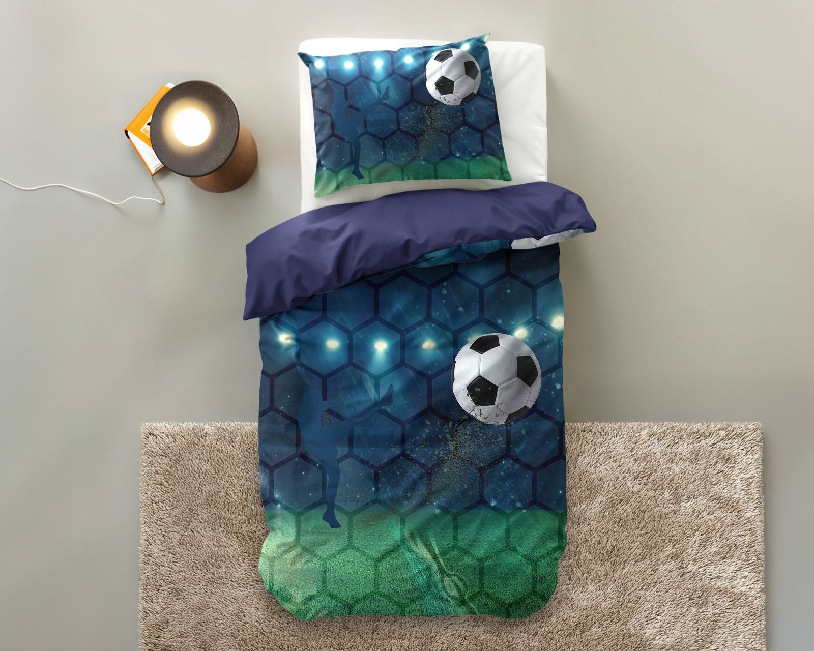NordDream Kids Live Football pussilakanasetti sininen 140x220 cm
