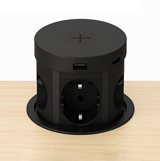 TC Pop-up Power 360 pöytäpistorasia musta