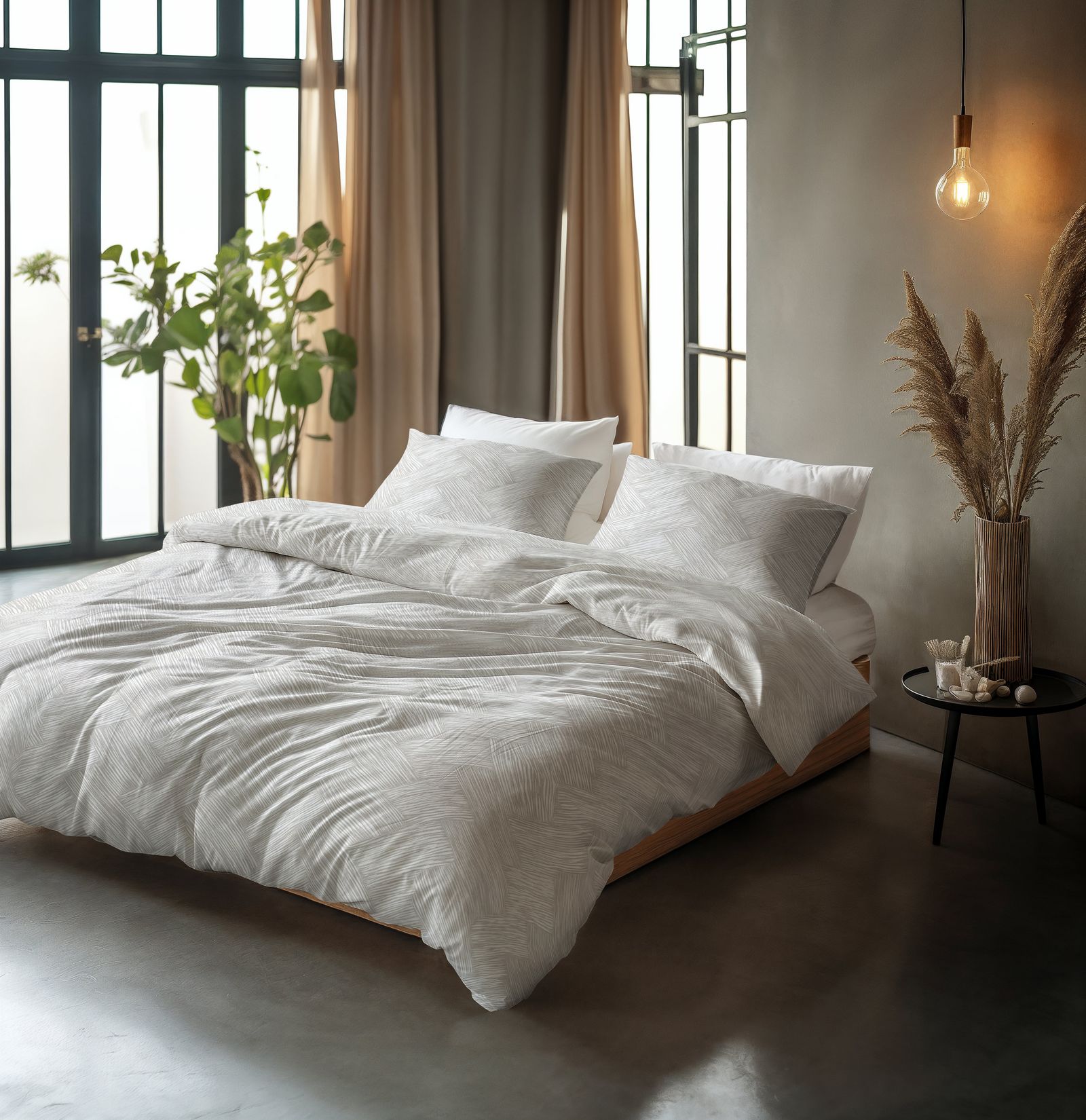 NordDream Pure Rattan pussilakanasetti 240x200/220 hopeanharmaa