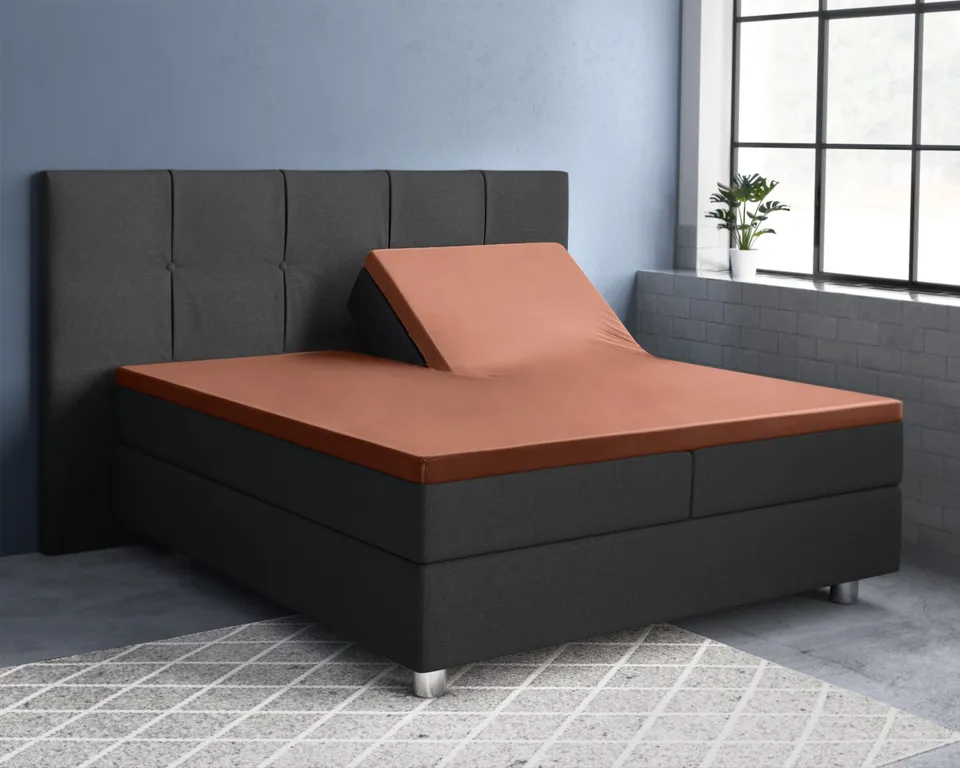 NordDream Satiini splittopper-aluslakana 180x200 ruskea sileä