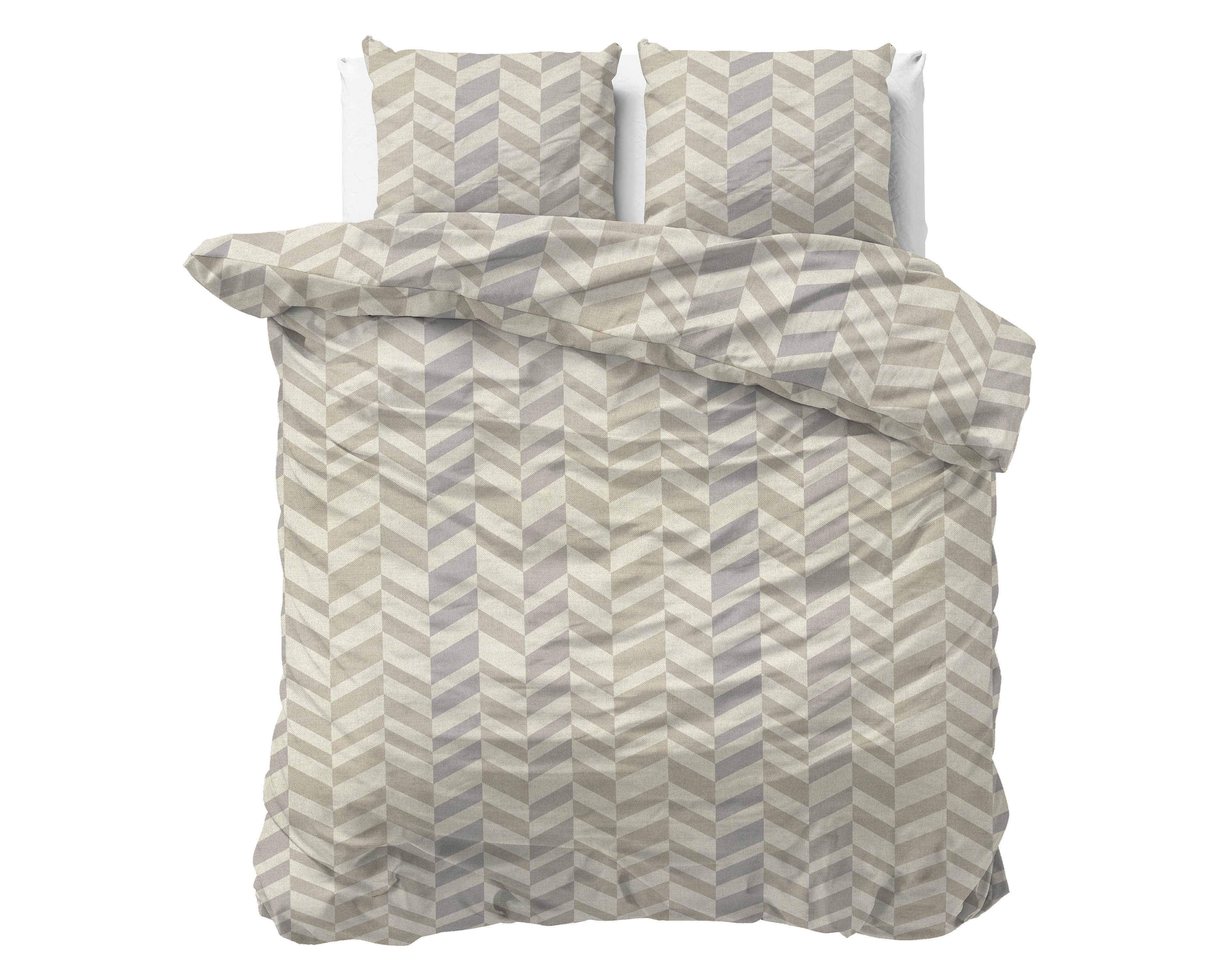 NordDream Flanel Chevron pussilakana beige flanelli lämmin