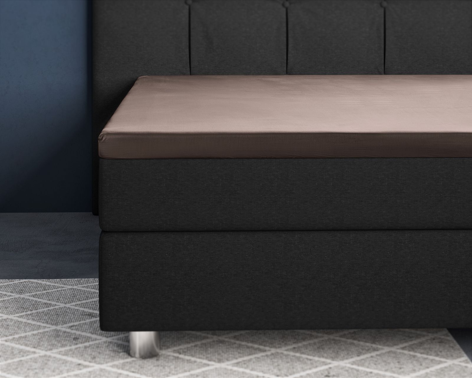 NordDream Satijn topper-aluslakana 180x200 taupe satiini