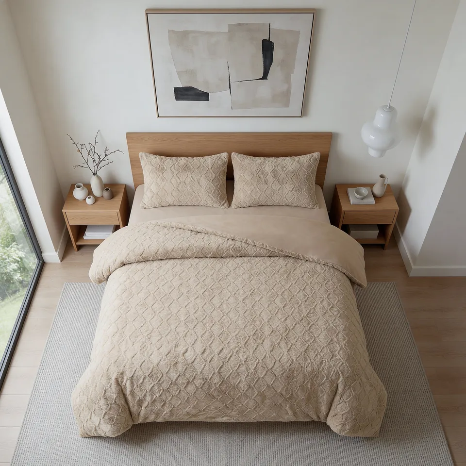 NordDream Teddy Syon pussilakana 140x200/220 taupe tekoturkis