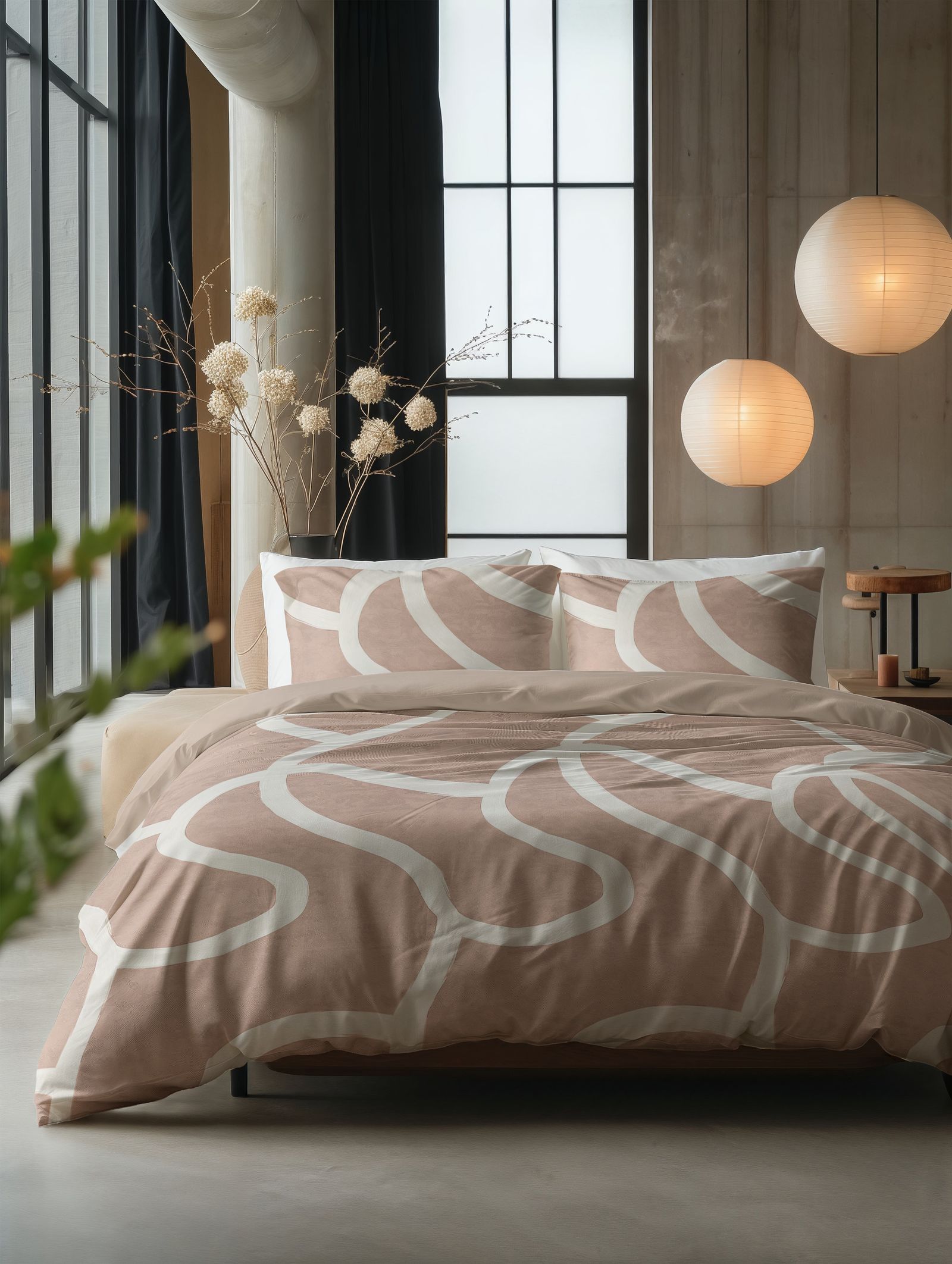 NordDream Pure Clay Contours pussilakanasetti persikanruskea