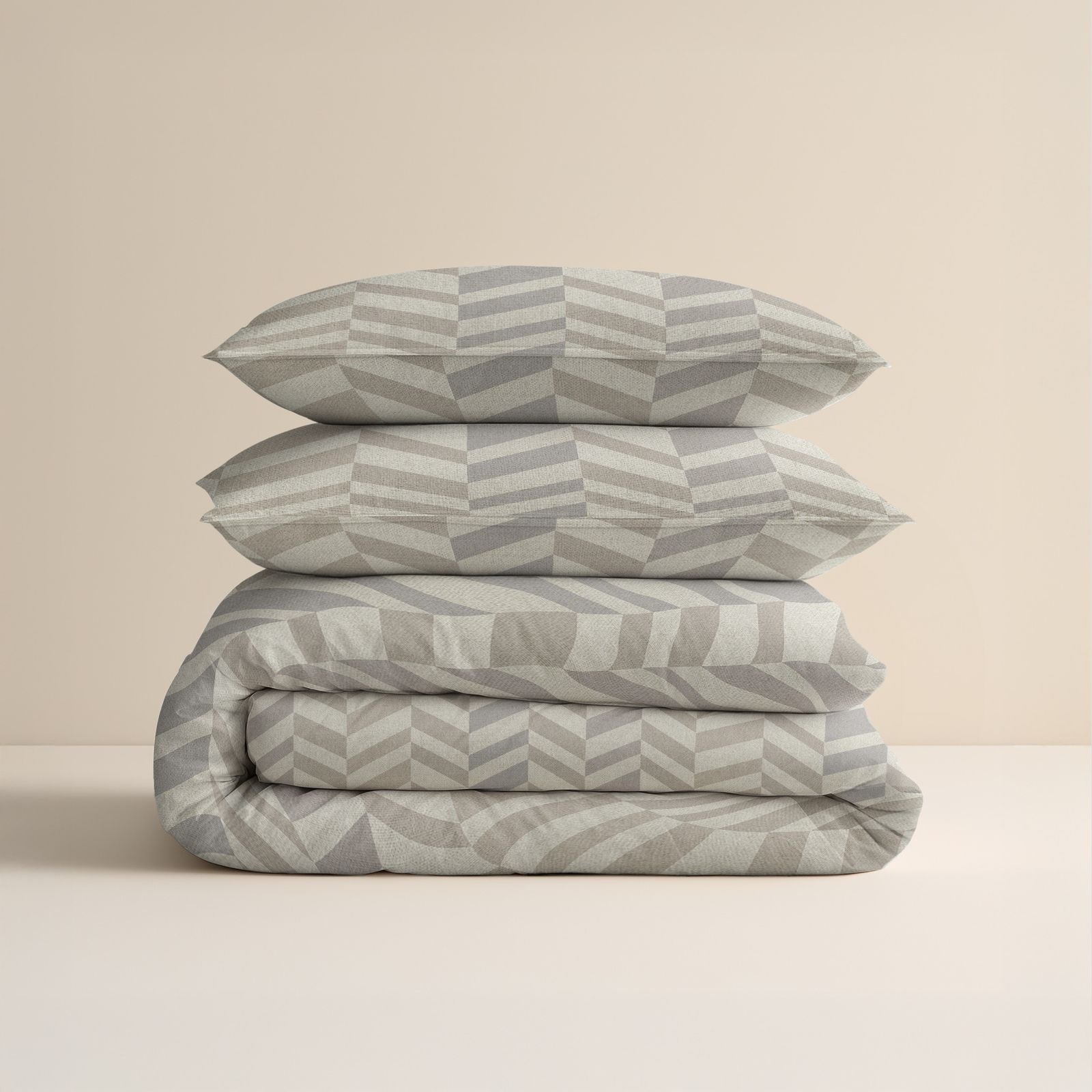 NordDream Flanel Chevron pussilakana beige flanelli lämmin