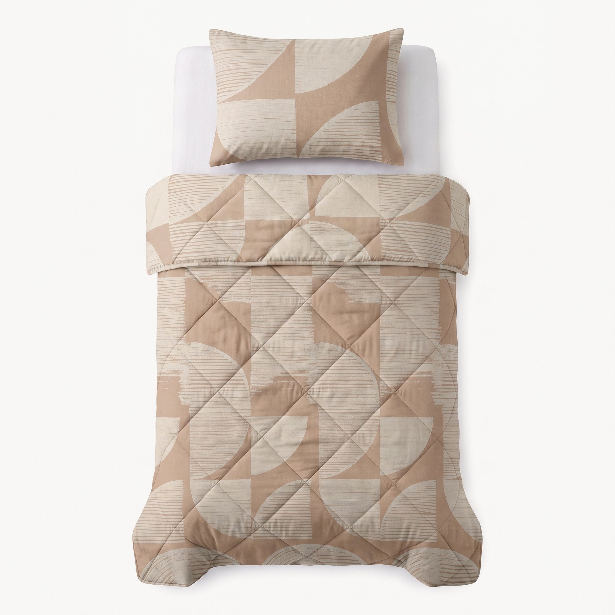 NordDream Lazy Modern Geo peitto 200x220 hiekka mikrokuitu