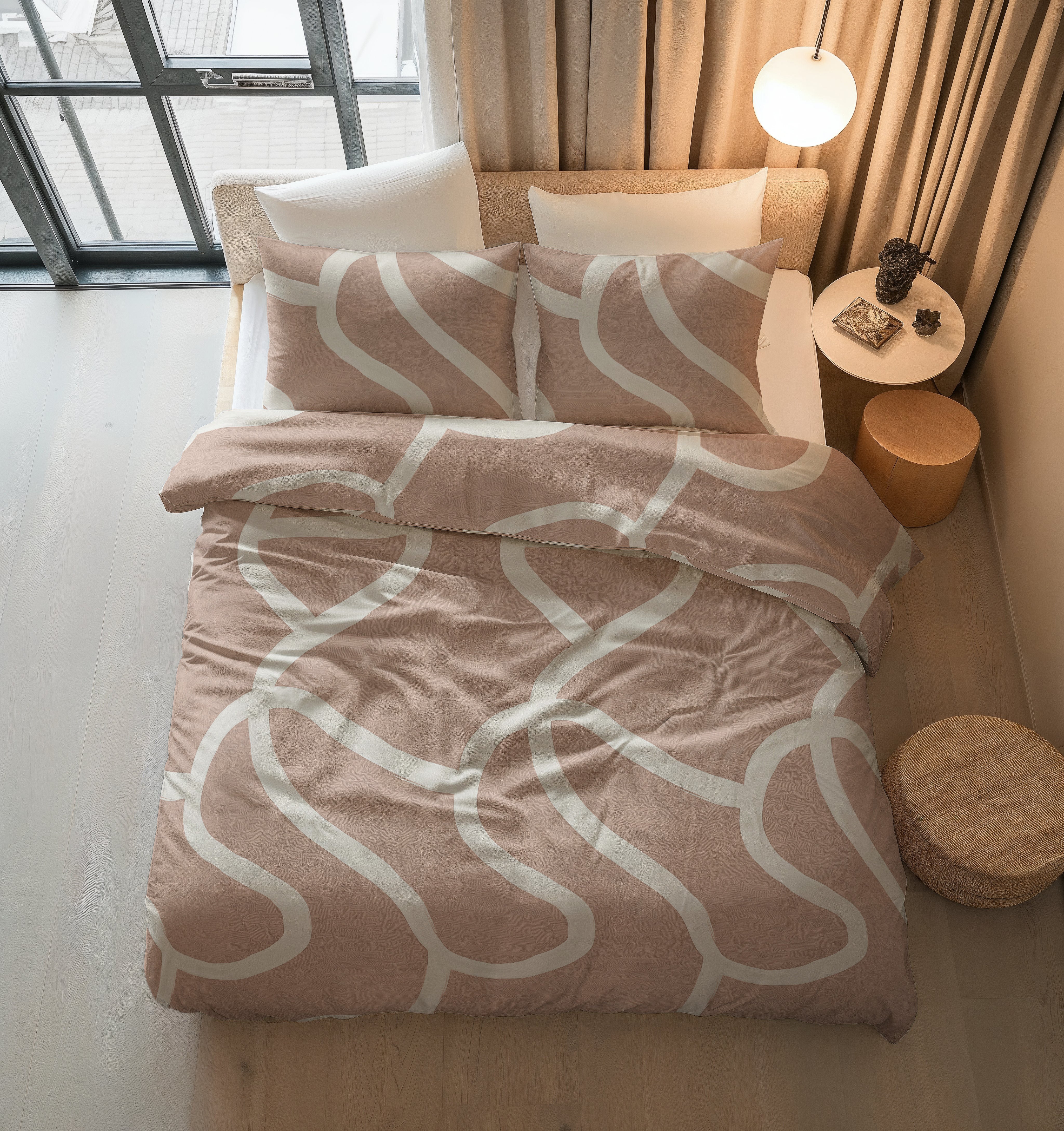 NordDream Pure Clay Contours pussilakanasetti persikanruskea