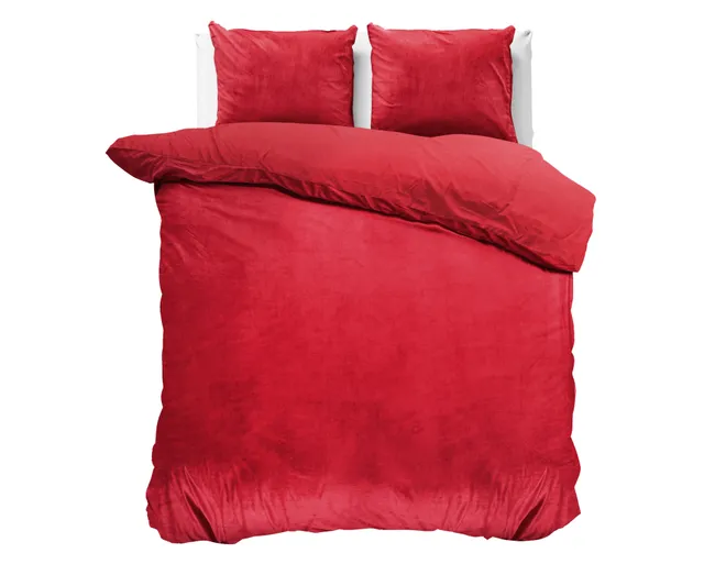 NordDream Velvet Uni pussilakana punainen 240x220 sametti