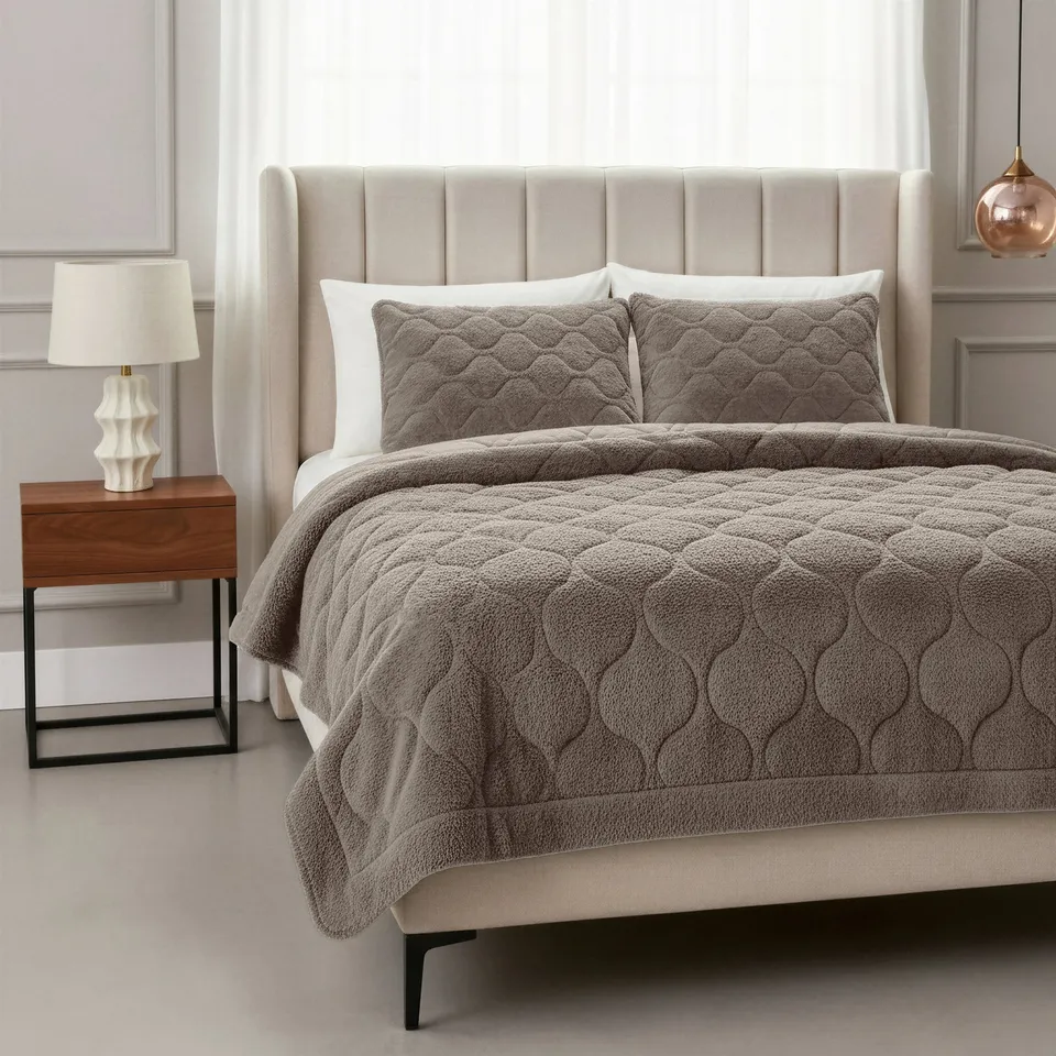 NordDream Lazy Teddy peitto 140x200 taupe/harmaa karvapeitto