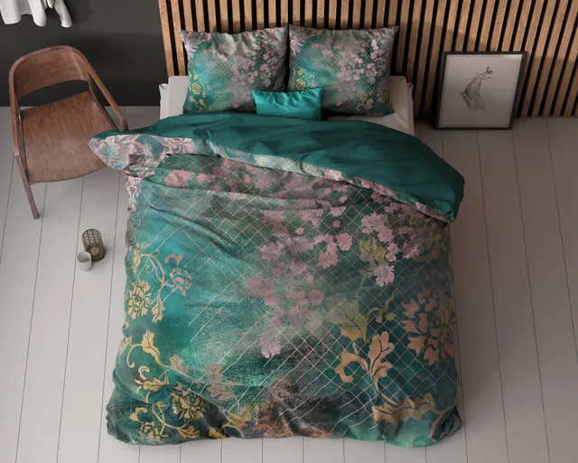 NordDream Raddison Flower pussilakana vihreä 140x200 kukka