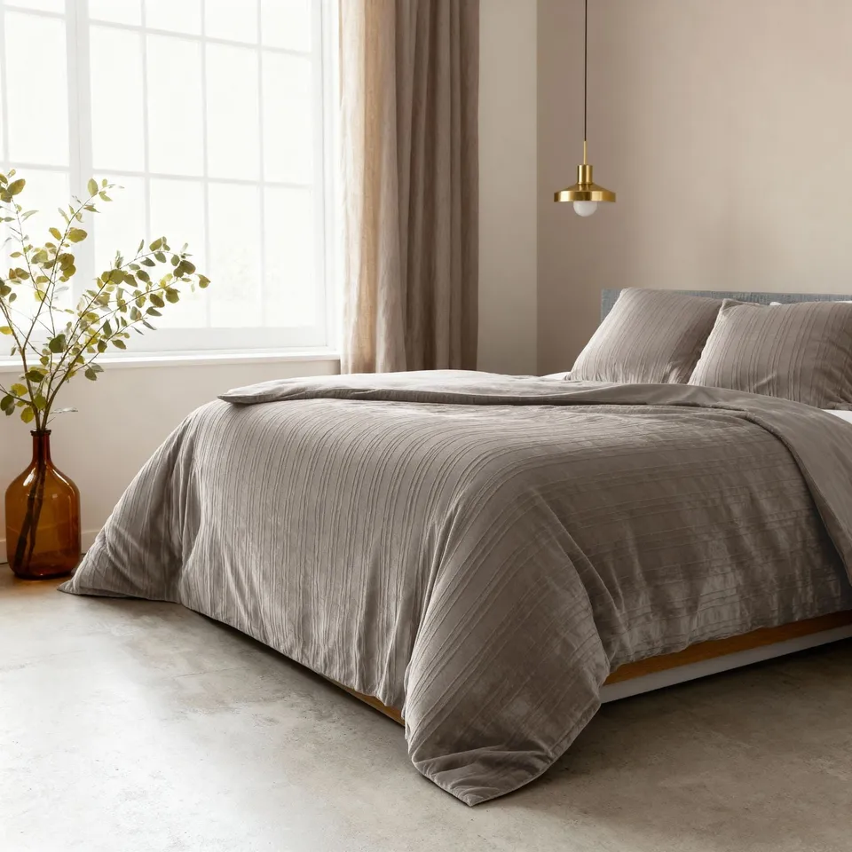 NordDream Velvet Lining pussilakanasetti 200x200 taupe sametti