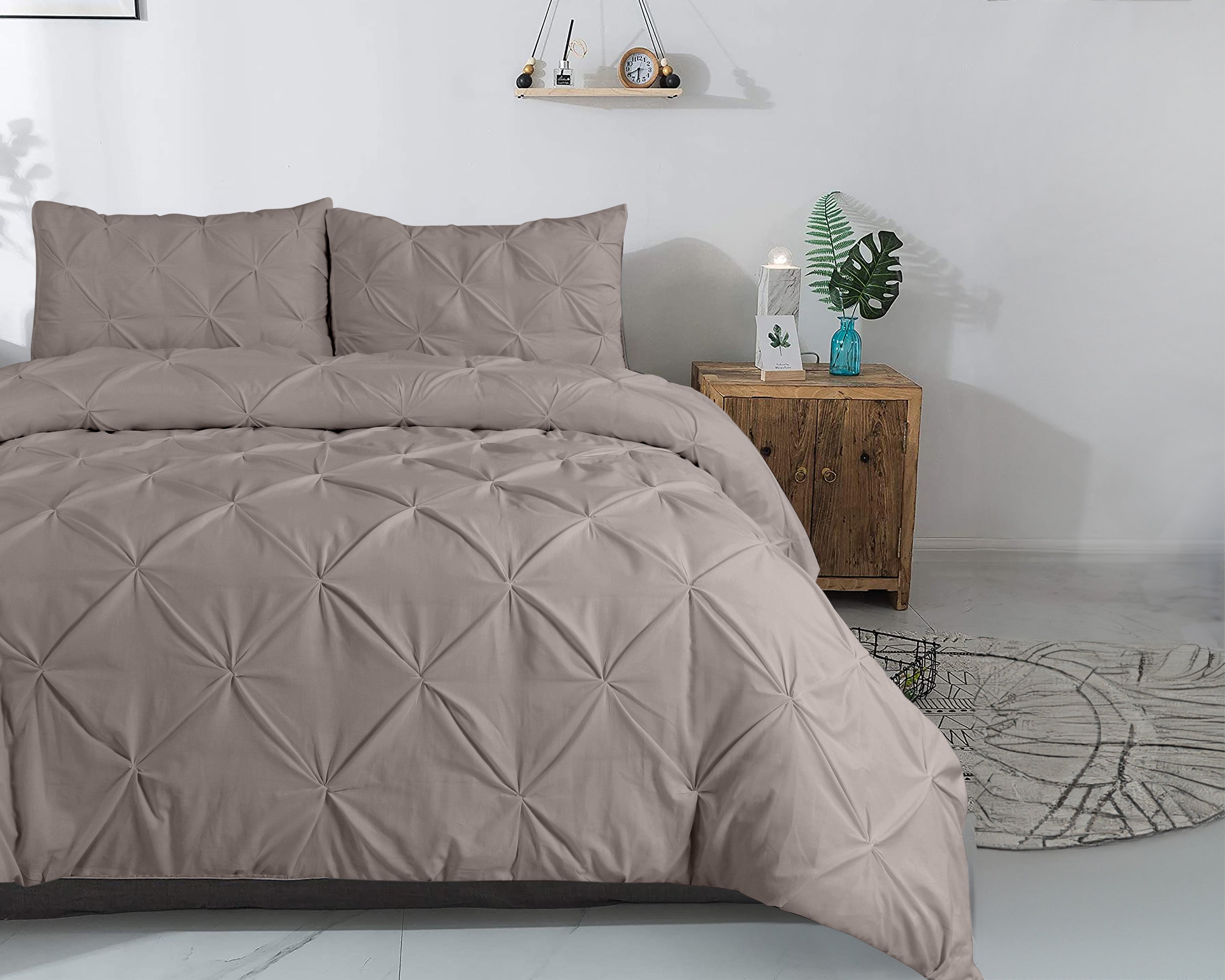 NordDream Salvador 200x220 pussilakana taupe pintuck