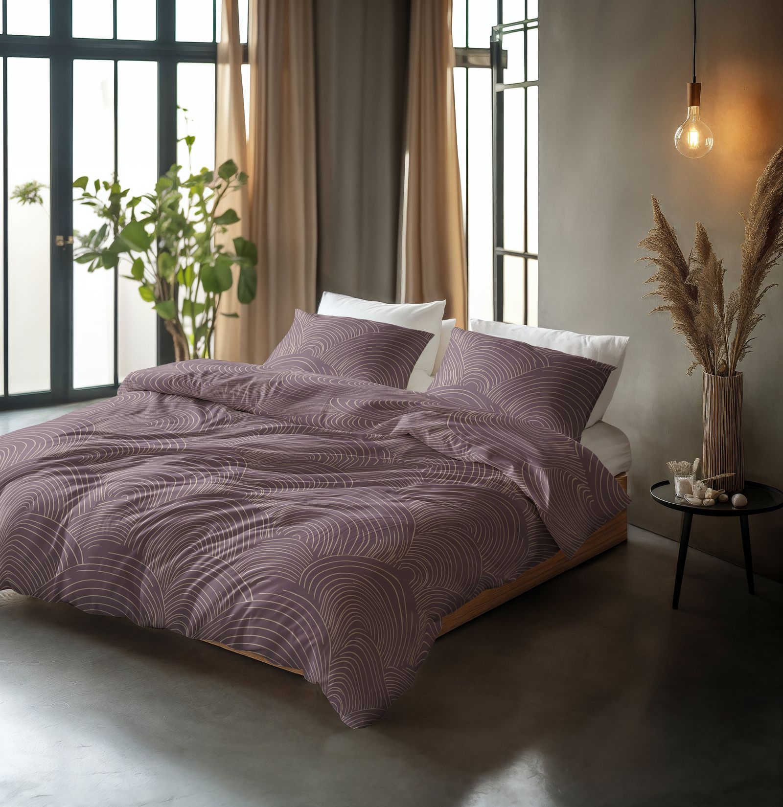 NordDream Pure Dreamscape Paars pussilakana 140x200/220 puuvilla