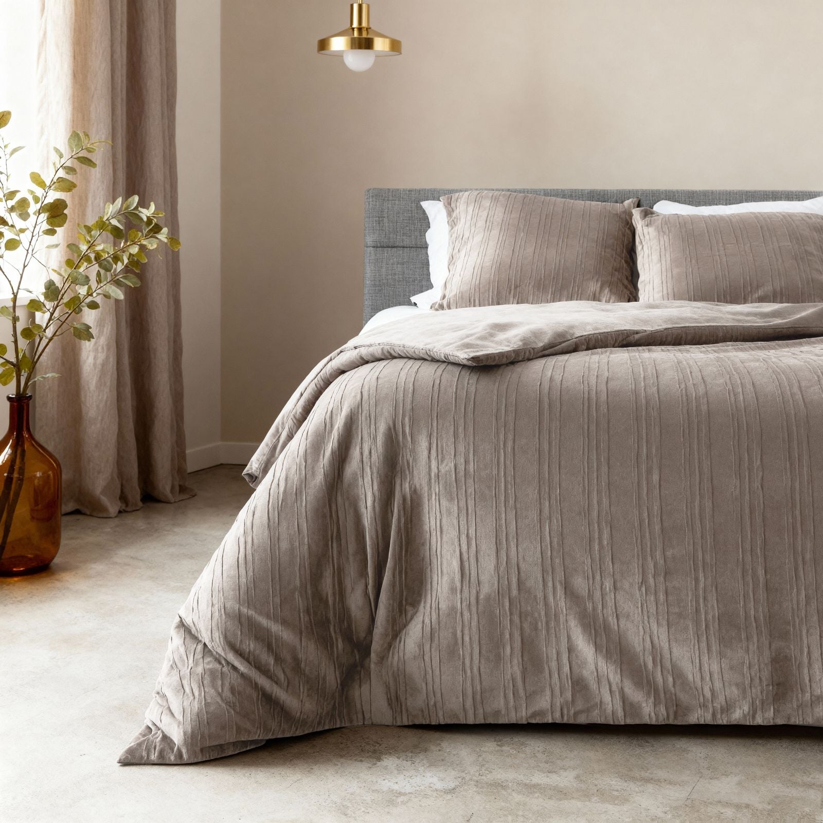 NordDream Velvet Lining pussilakanasetti 200x200 taupe sametti