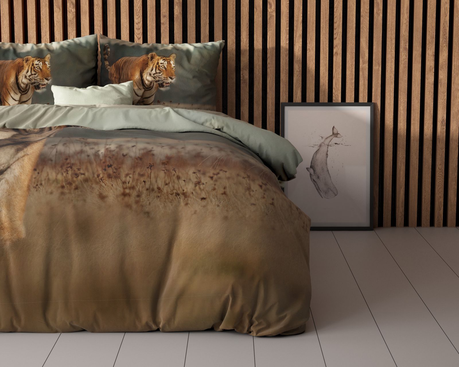 NordDream Essentials pussilakana tiger taupe kuvioitu