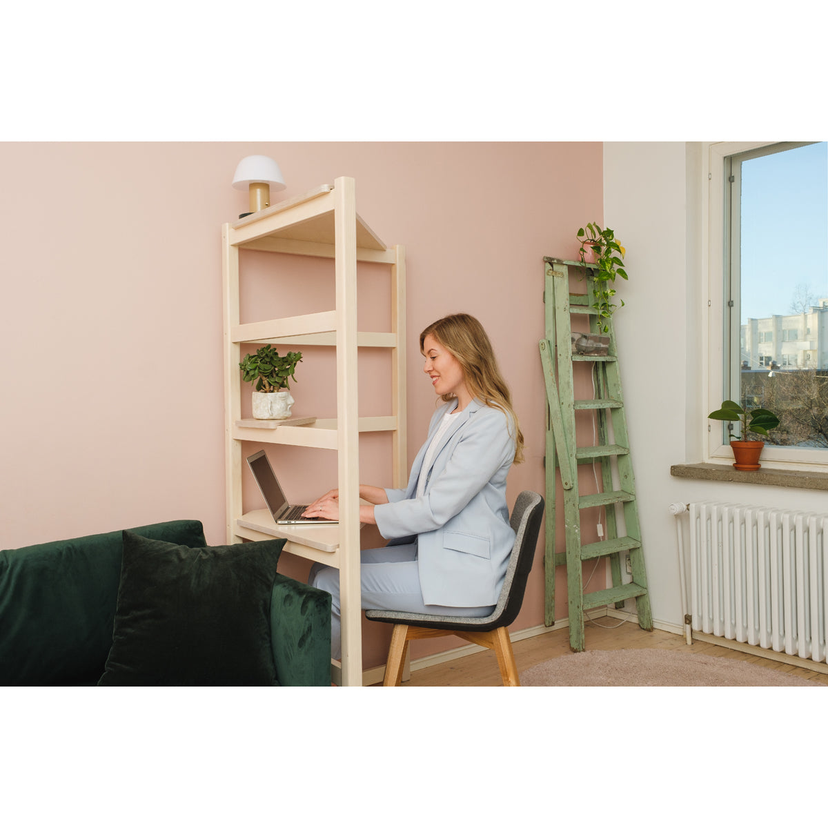 Hima Corner työpiste hylly Natural Birch koivu