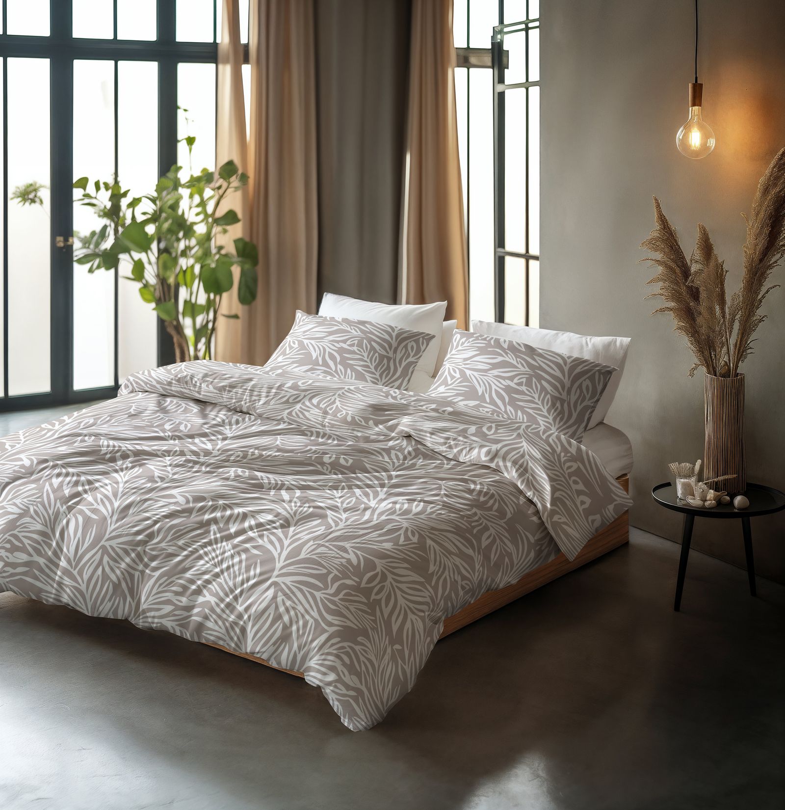 NordDream Pure Breeze puuvilla pussilakana 200x220 taupe hengittävä