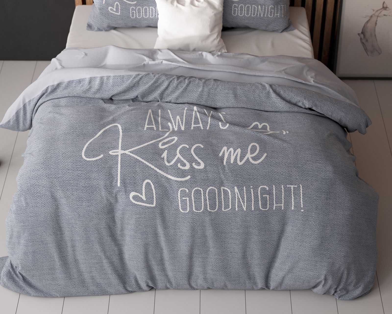 NordDream Essentials Kiss Me pussilakana 140x200/220 sininen